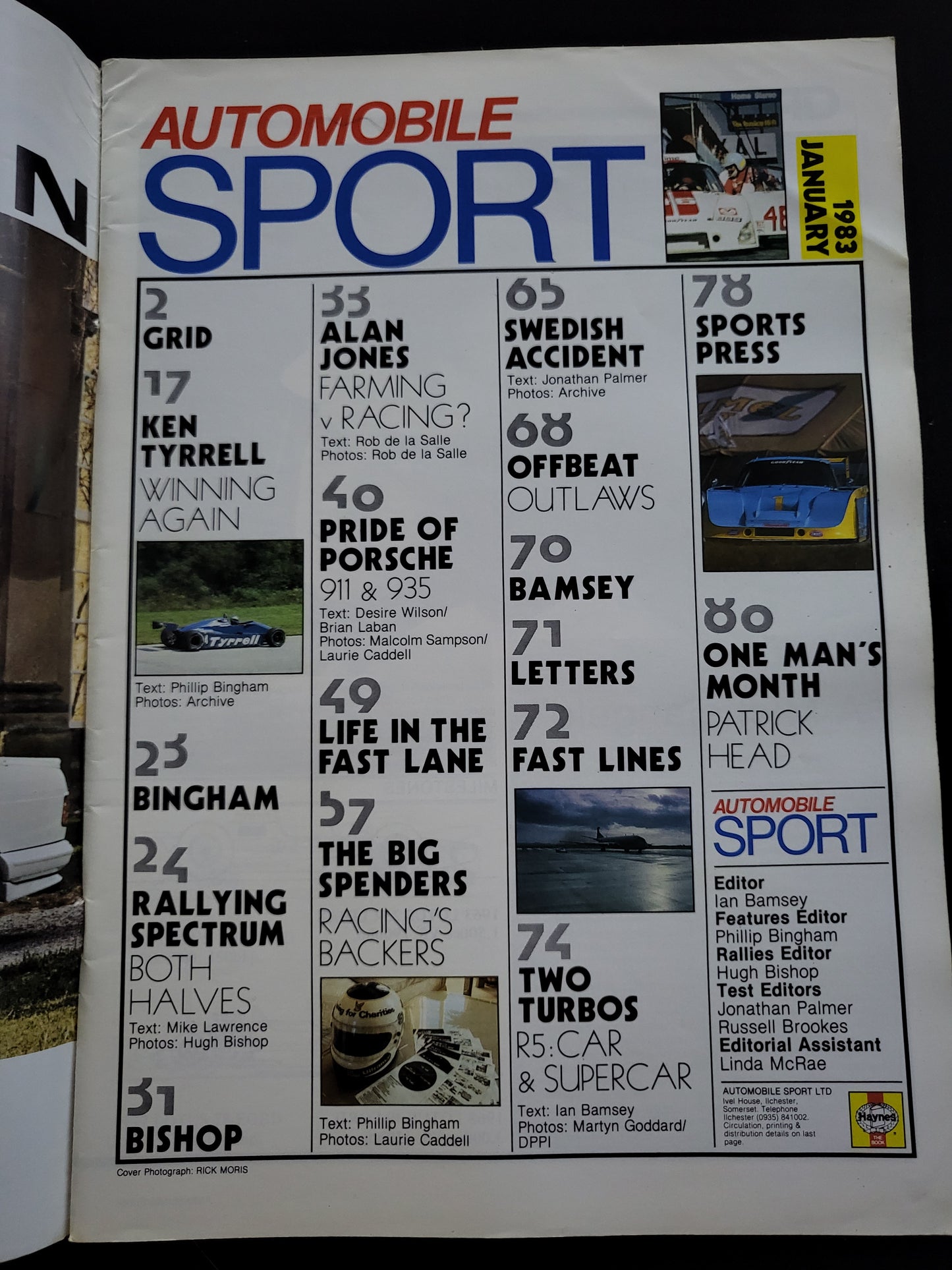 Automobile Sport Magazine January 1983 (412) Porsche Ken Tyrrell