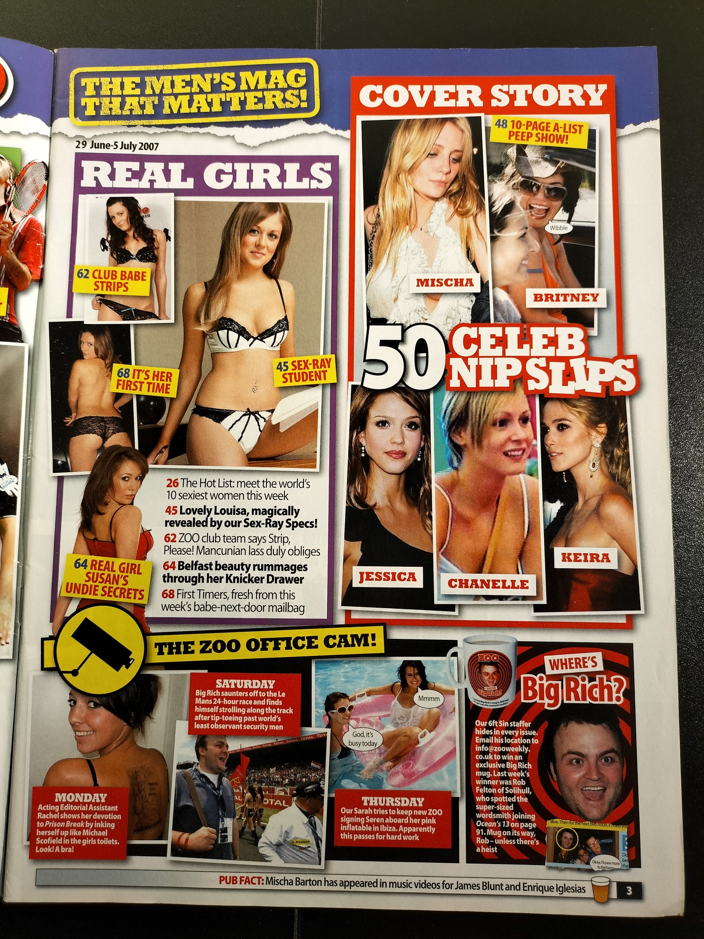 Zoo Magazine 29 June-5 July 2007 (628) Nip Slips Cat Sarah Bianca Lily Paris