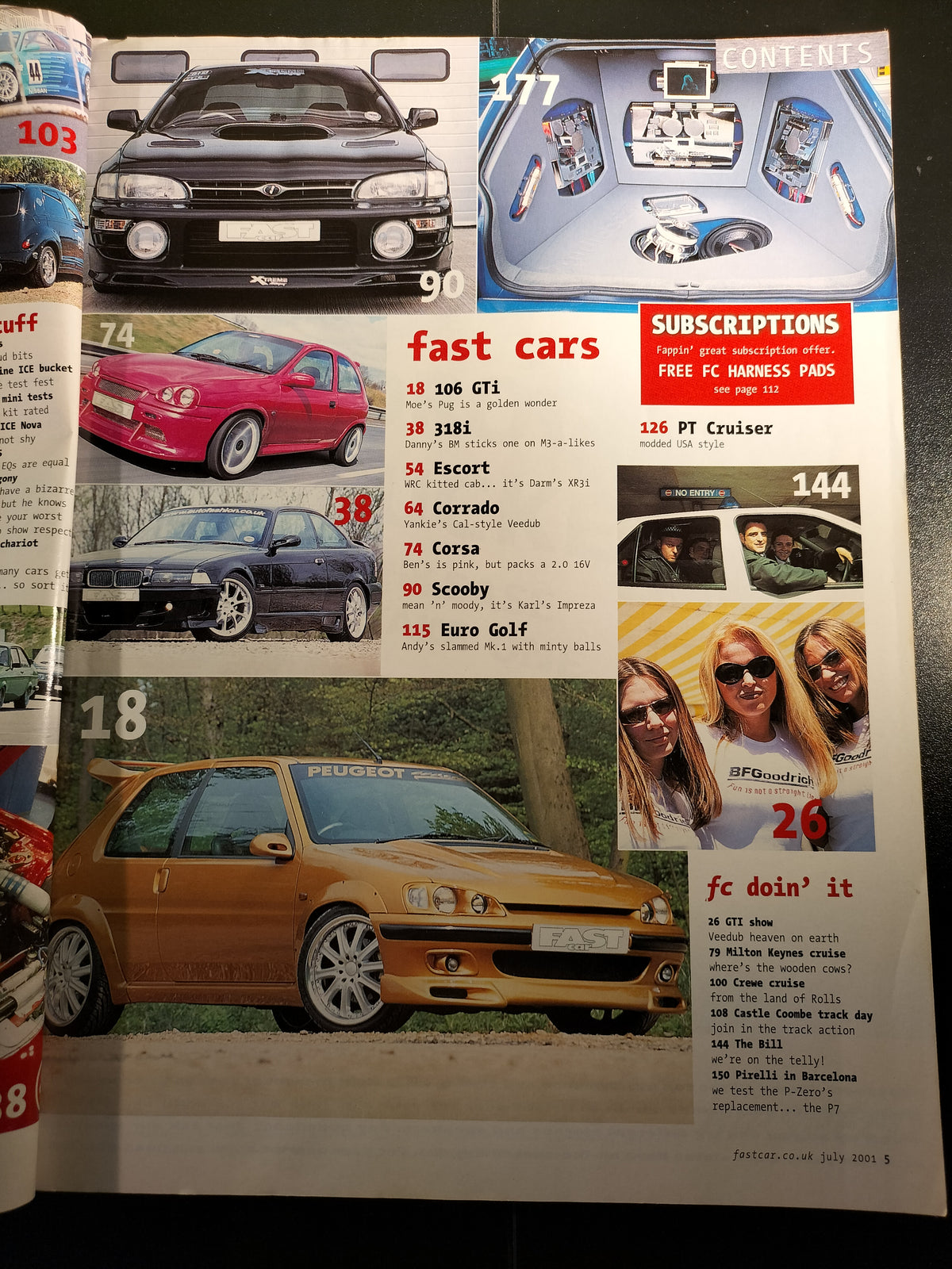 Fast Car Magazine July 2001 Issue 187 Peugeot 106 GTi Katie & Katie SKU 1557