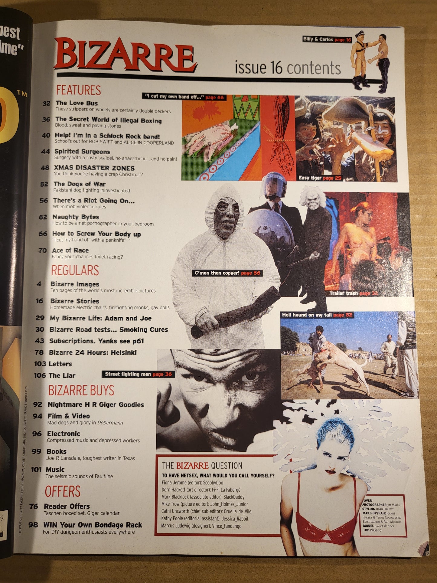 Bizarre Magazine January 1999 #16 (694)(Rare) Dobermann Joe R Lansdale Faultline