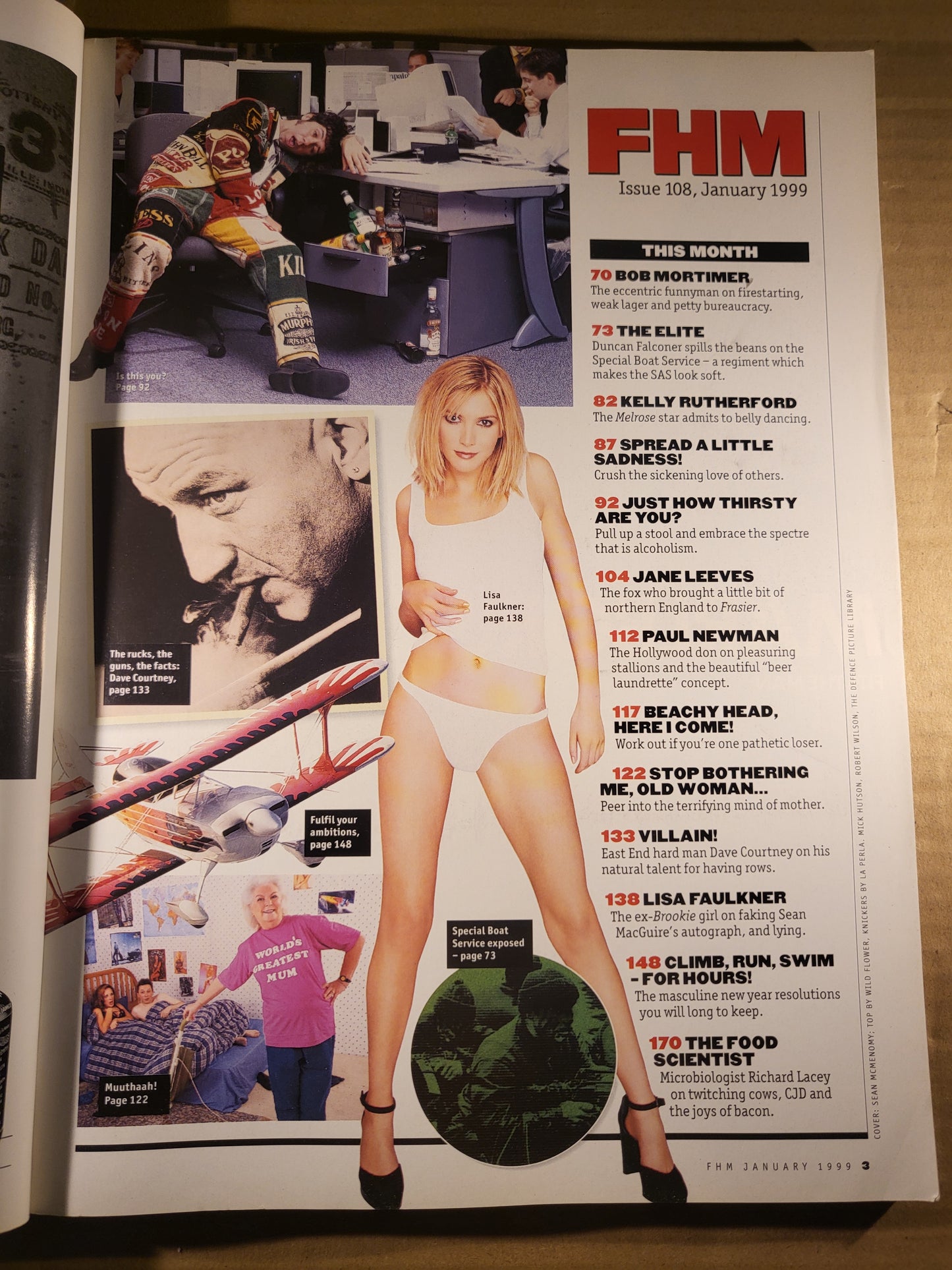 FHM Magazine January 1999 No.108 (Rare)(700) Lisa Faulkner Booze Dave Courtney