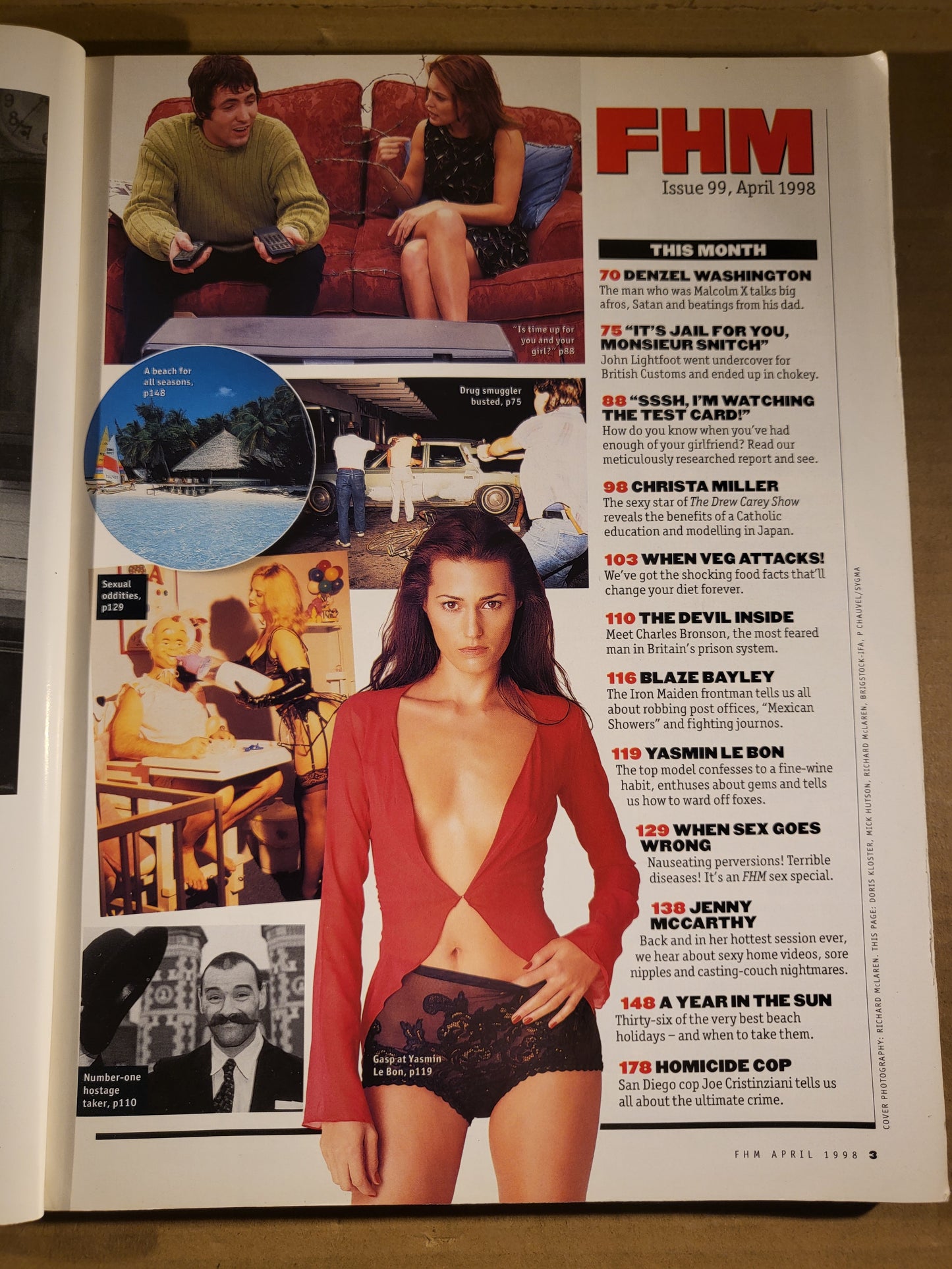FHM Magazine April 1998 (714) Jenny McCarthy Yasmin Le Bon Christa Miller