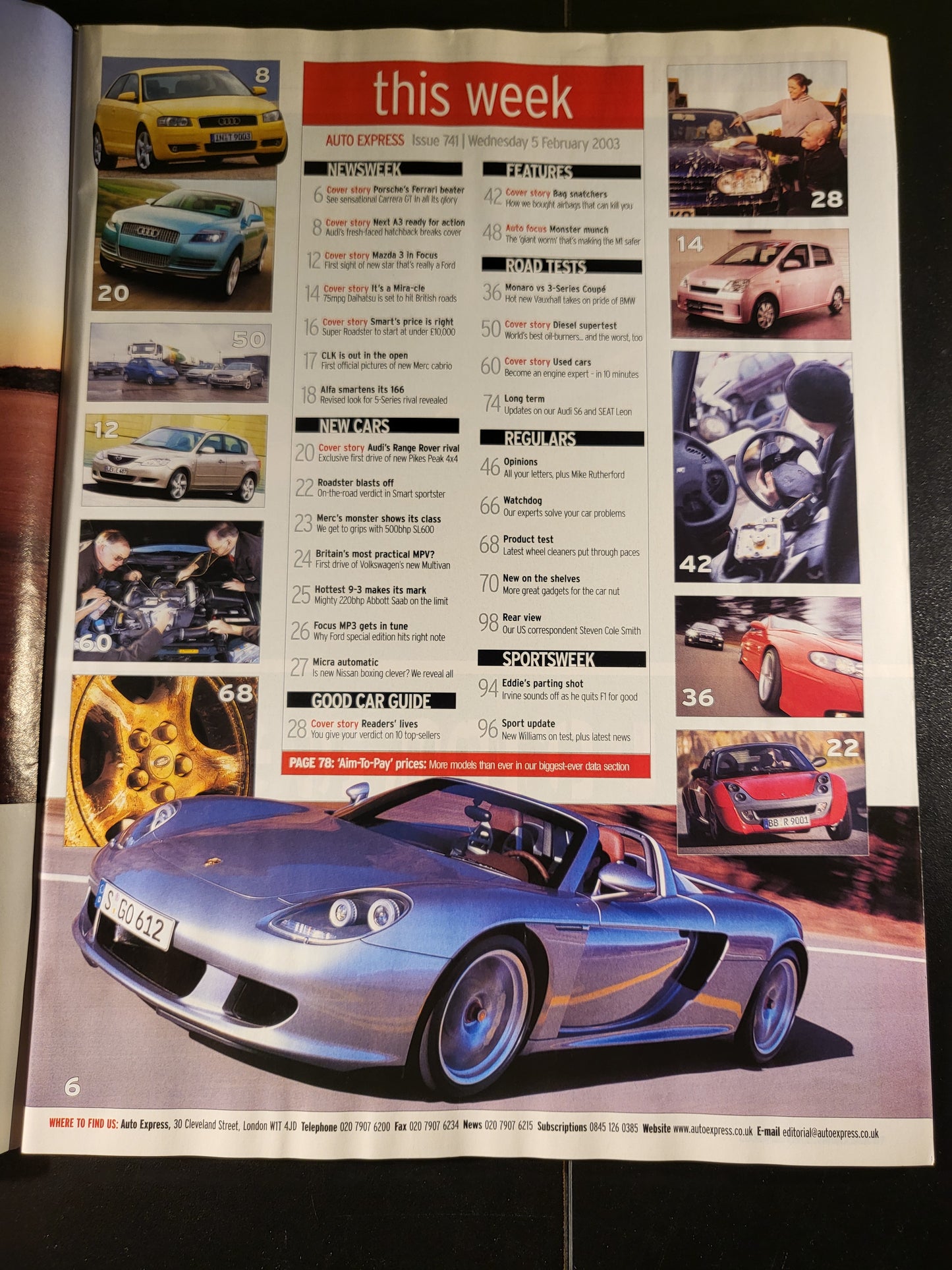 Auto Express Magazine 10-16 December 2003 (726) BMW Cabrio Fiat Panda Peugeot