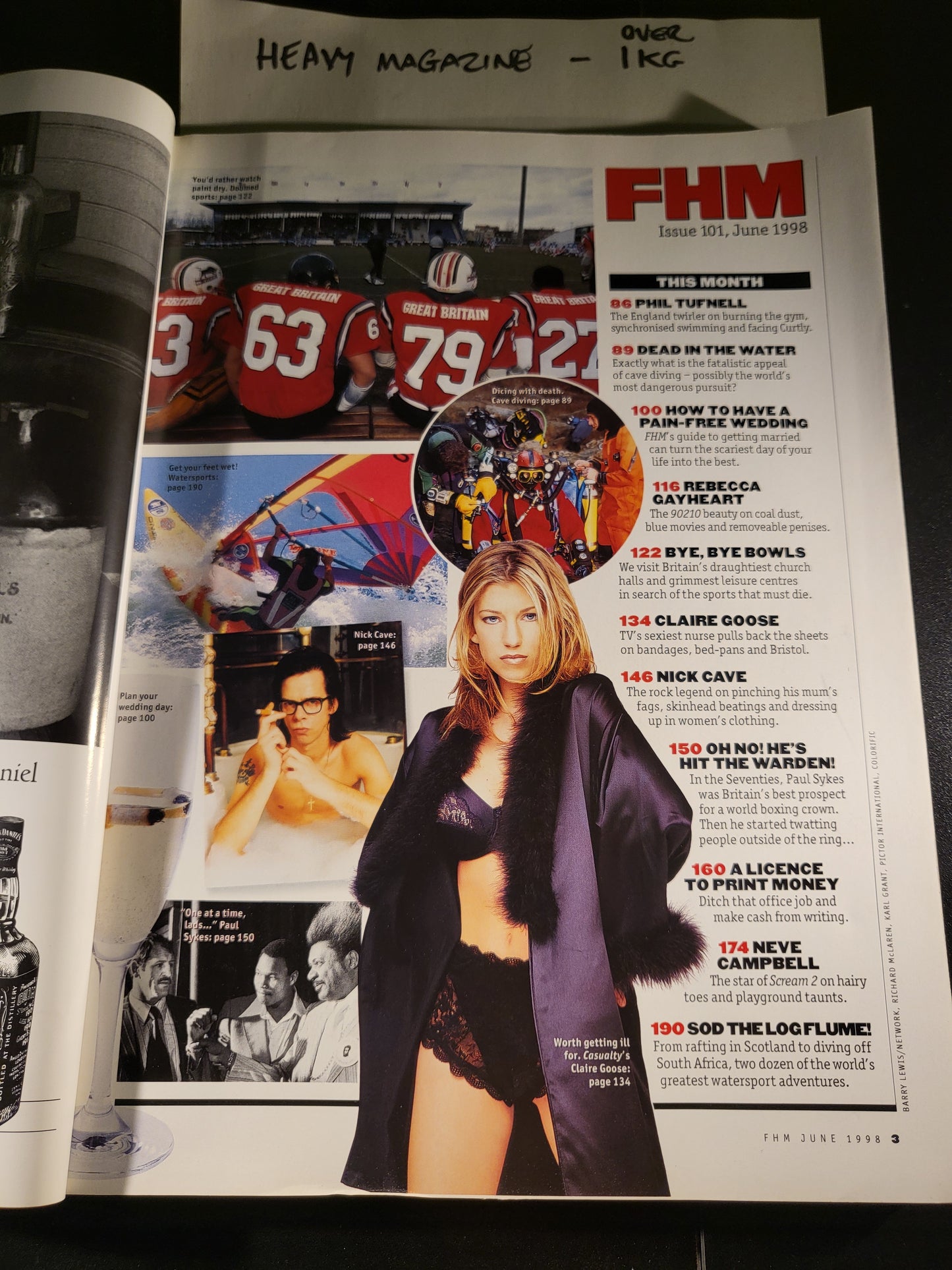 FHM Magazine June 1998 (728)(Rare) Neve Campbell Claire Goose