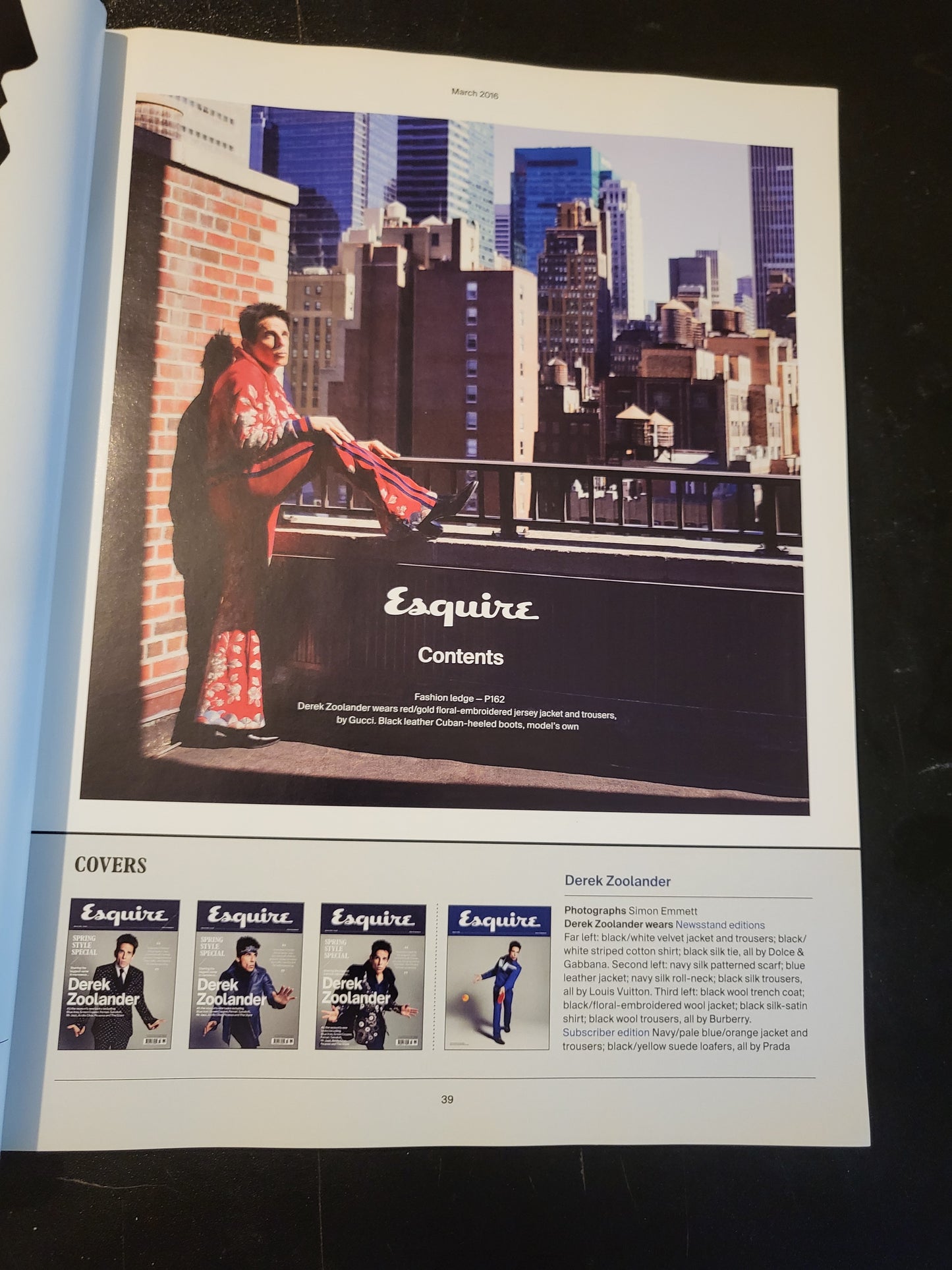 Esquire Magazine March 2016 (Rare)(789) Zoolander Ben Stiller Cover