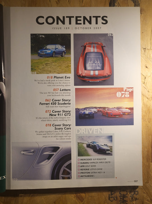 Evo Magazine October 2007 (819) Porshe 911 Mercedes Subaru Proton Lotus