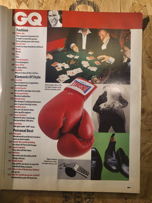 GQ Magazine January 1998 Issue 103 Eric Cantona Bond Girl Sylvester Stallone SKU 1556