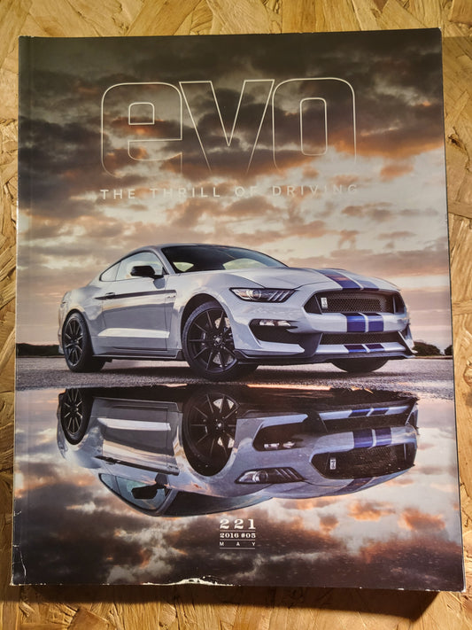 EVO Magazine May 2016 #221 (945) Caymen GT4 Ford Mustang GT350 Audi S1 EKS RX Quattro