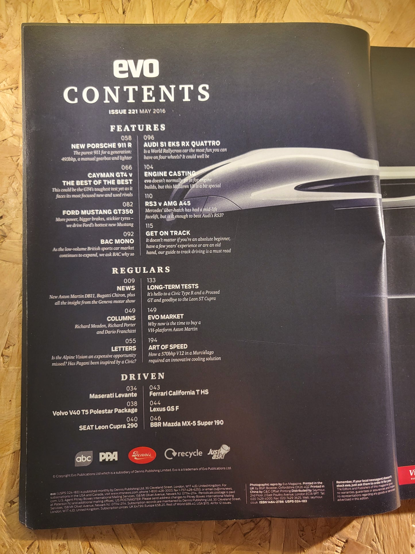 EVO Magazine May 2016 #221 (945) Caymen GT4 Ford Mustang GT350 Audi S1 EKS RX Quattro