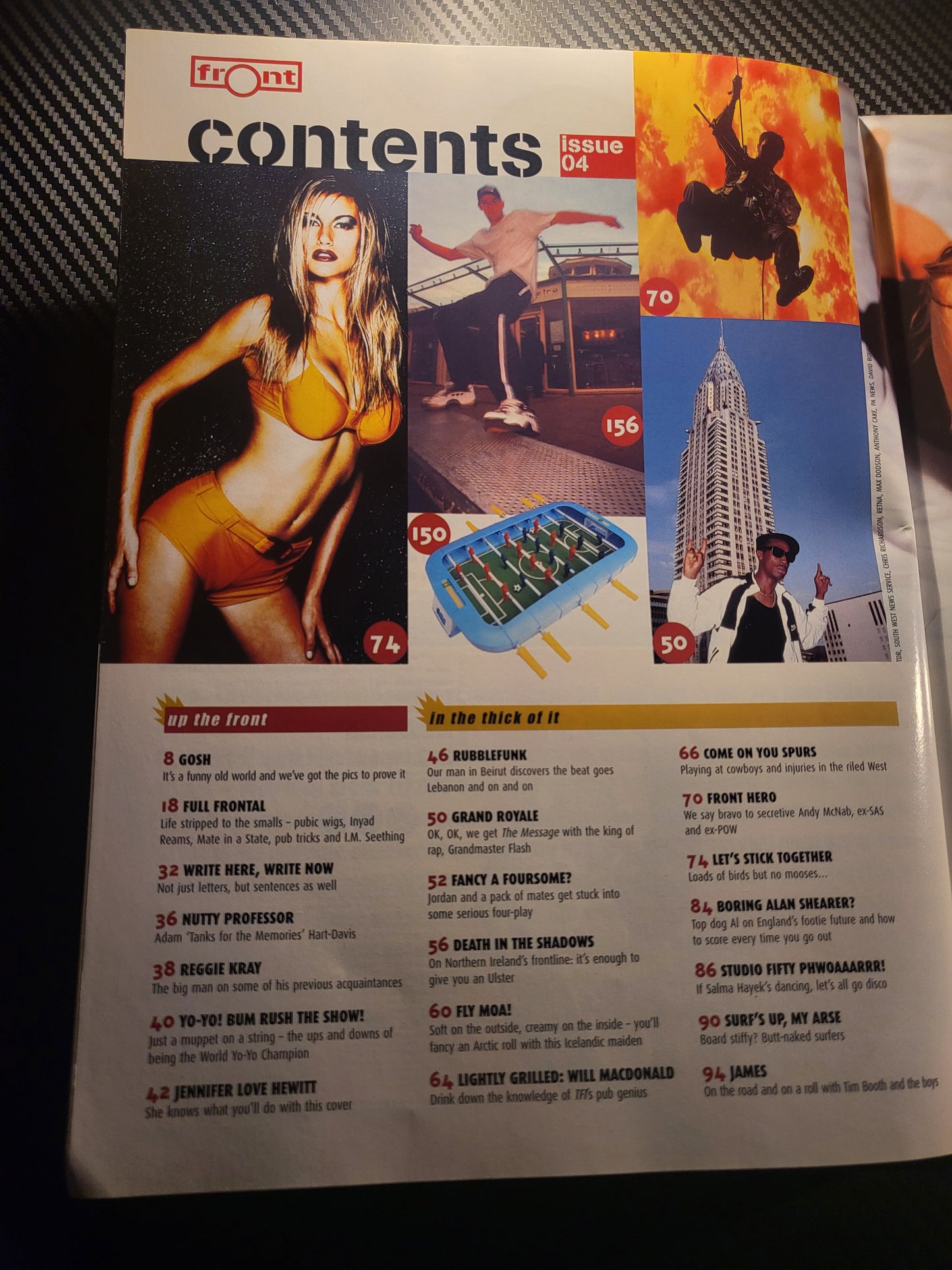 Front Magazine February 1999 Issue 4 (Rare)(967) Jordan Moa POSTER  Jennifer Love Hewitt Uma Thurman