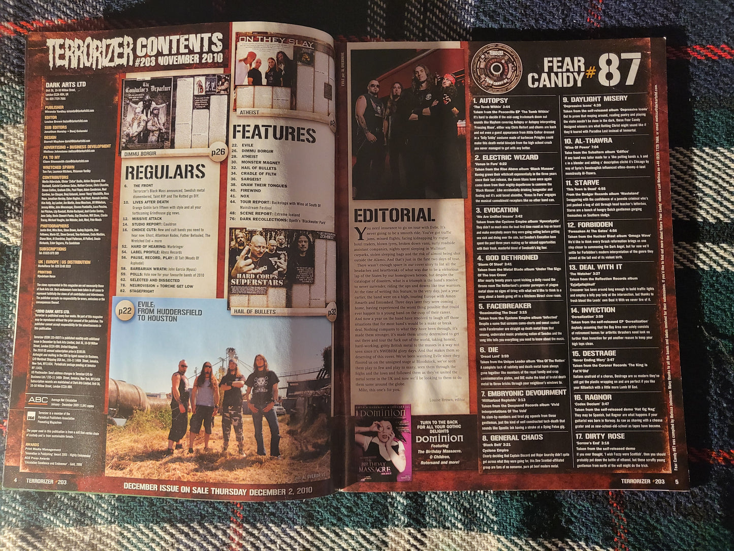 Terrorizer Magazine November 2010 #203 (973) 1 CD Opeth Cradle of Filth Dimmu Borgir