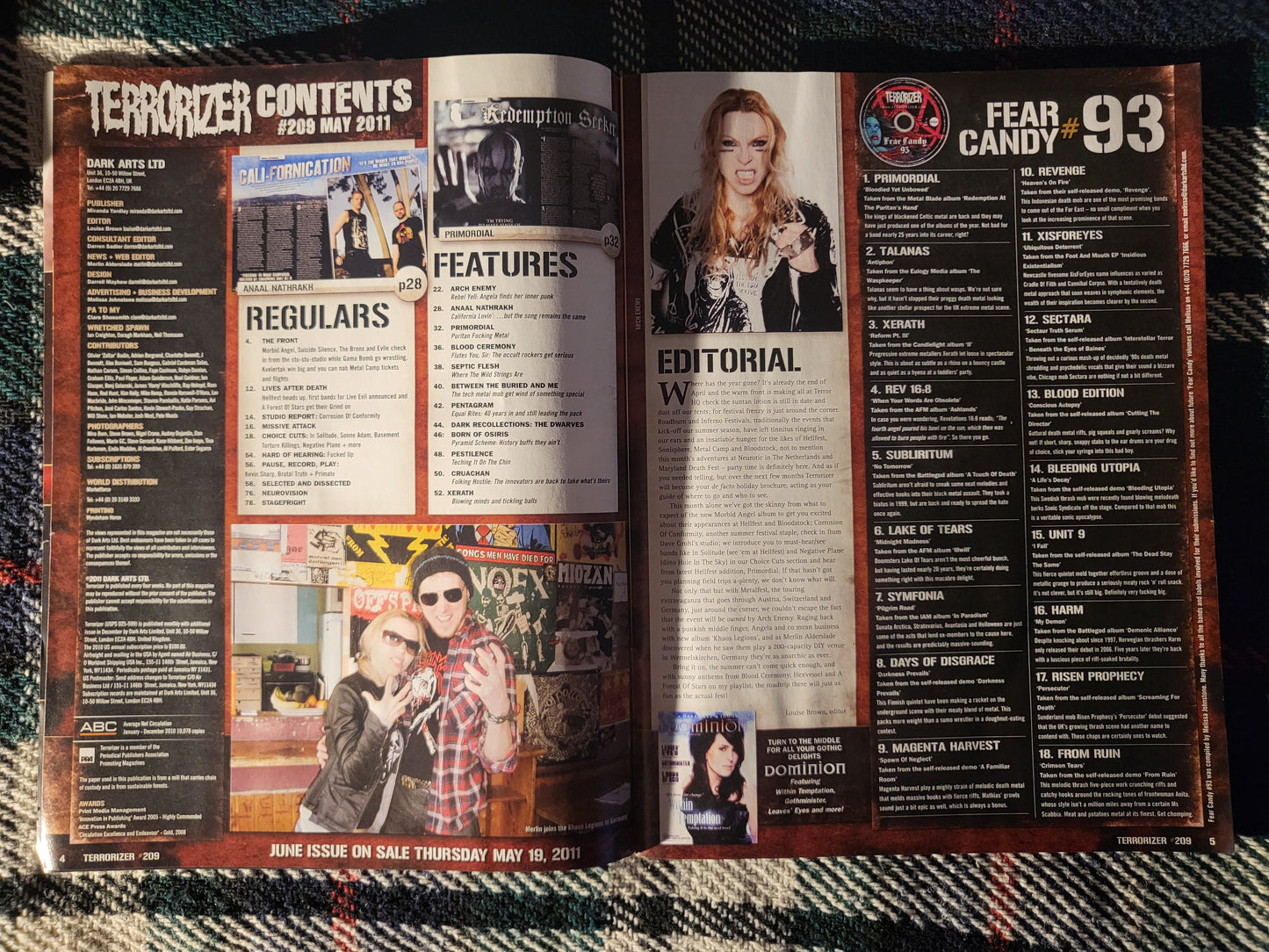 Terrorizer Magazine May 2011 #209 (973) With CD & POSTER Angela Gassow Primordial