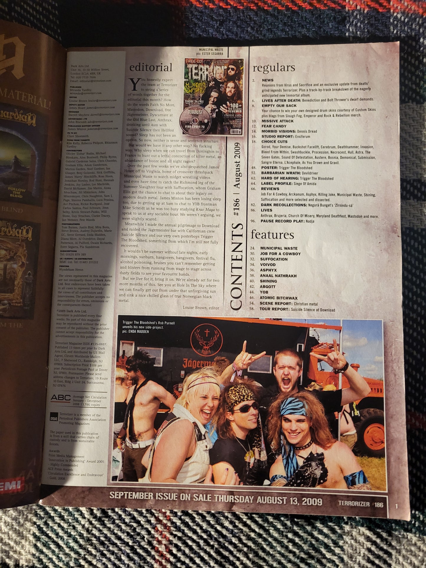Terrorizer Magazine August 2009 #186 (973) Voivod Abgott YOB