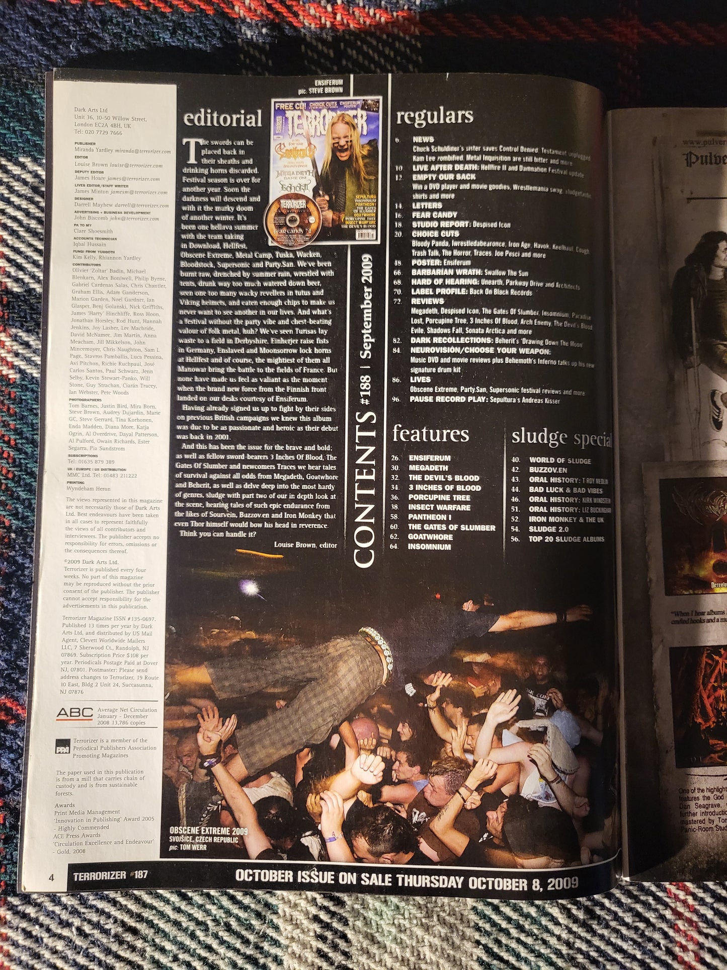 Terrorizer Magazine September 2009 #188 (973) Ensiferum Megadeth