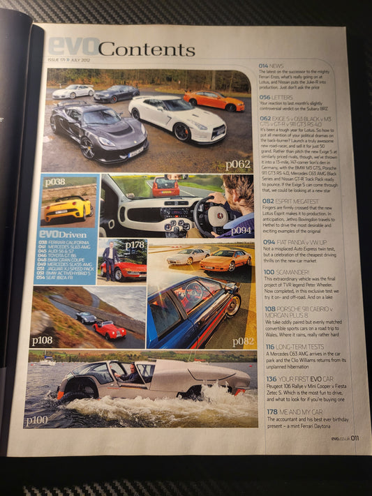 EVO Magazine July 2012 #171 (978) Exige v C63 Black v M3 GTS v GT3 RS, Esprit