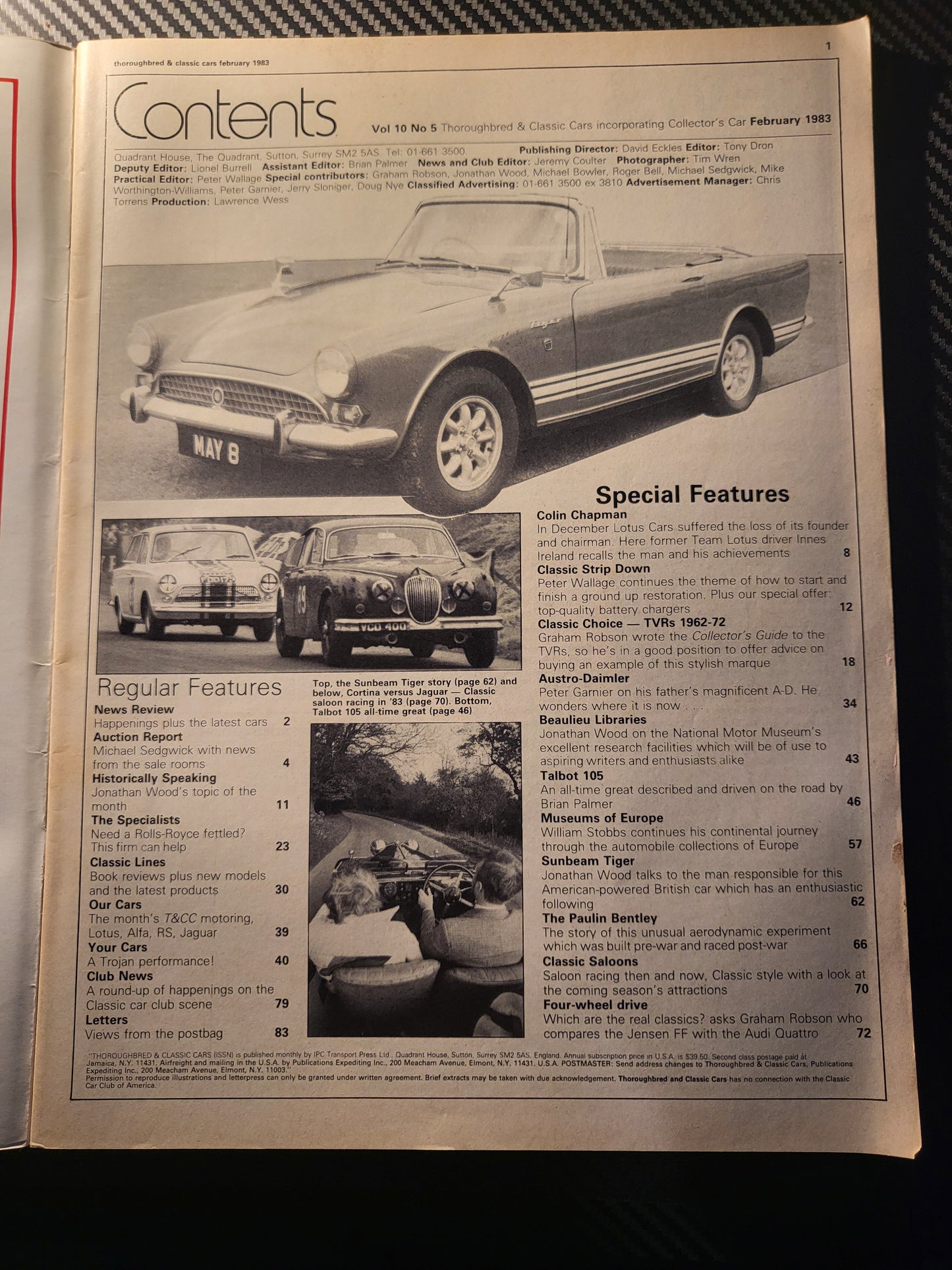 Classic Cars Magazine February 1983 (986) Talbot 105 Sunbeam Tiger