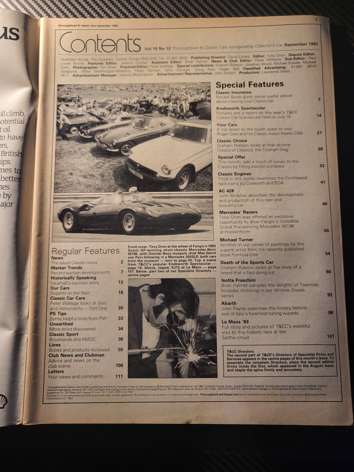Classic Cars Magazine September 1983 (986) AC 428 Mercedes W196