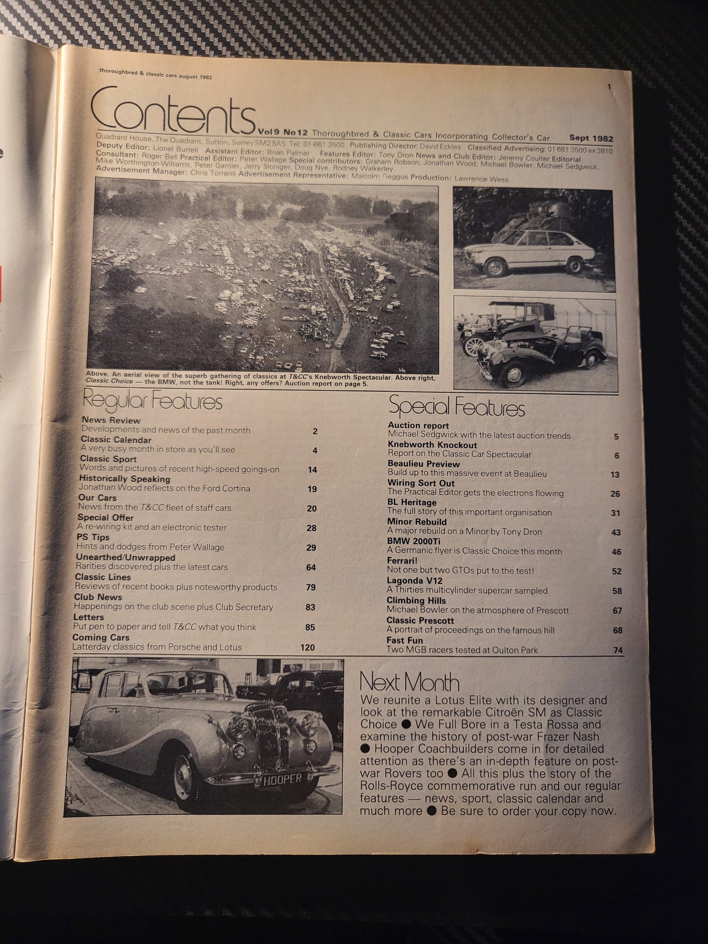 Classic Cars Magazine September 1982 (985) Ferrari GTO, Morris Minor, Ford Cortina, Lagonda V12