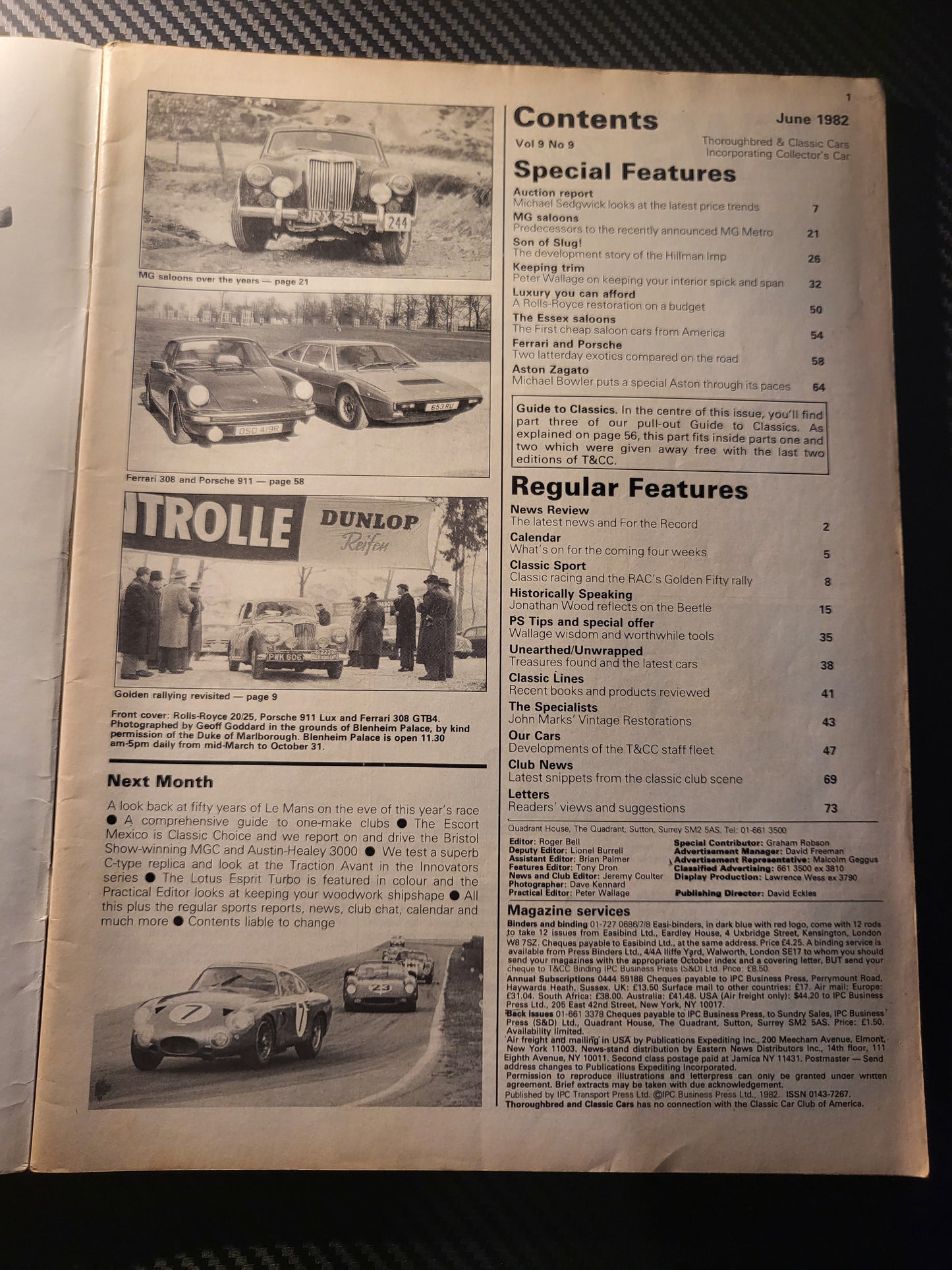 Classic Cars Magazine June 1982 (985) Hillman Imp, Aston Zagato, Ferrari 308, Porsche 911
