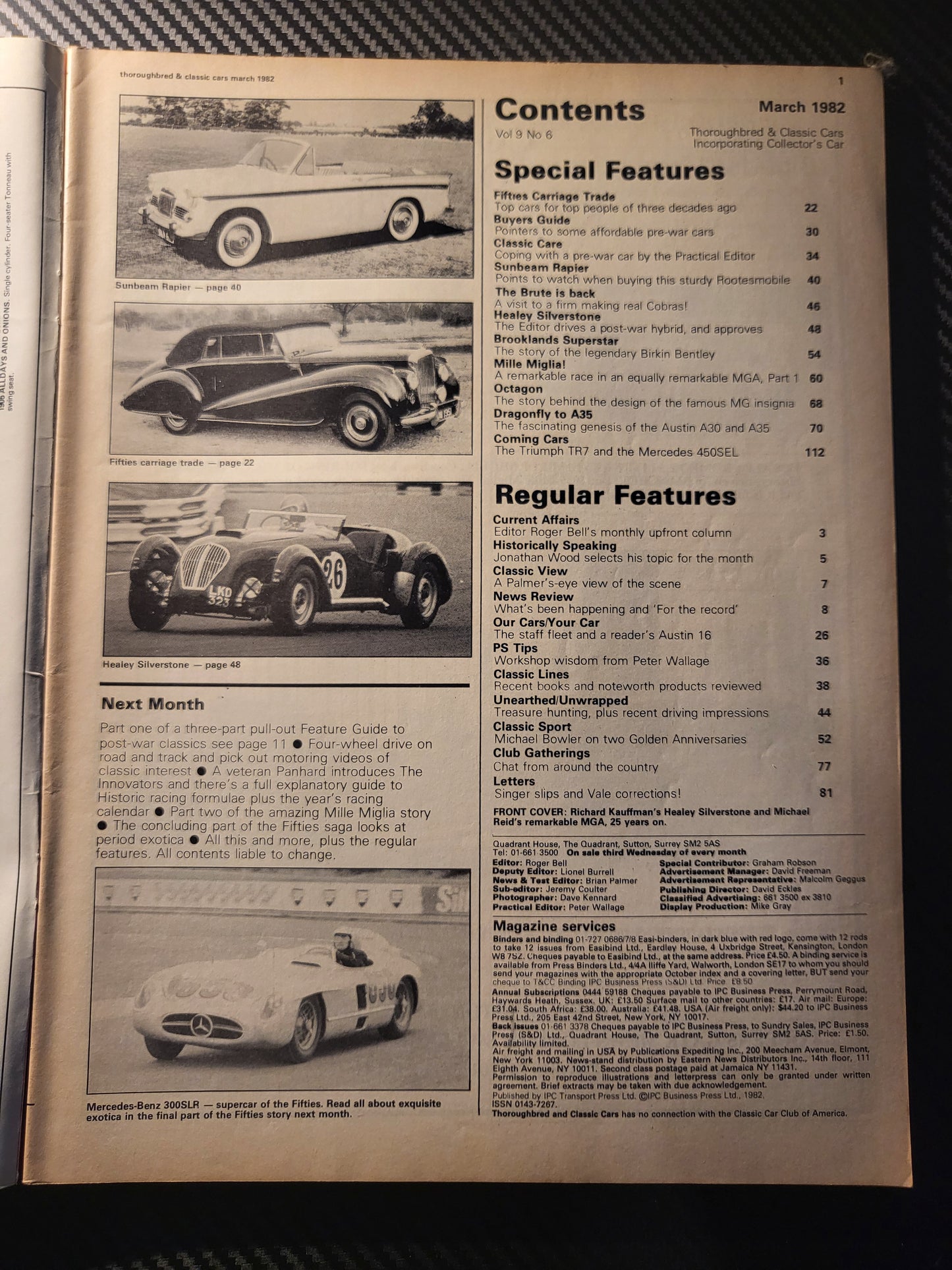 Classic Cars Magazine March 1982 (985) AC Cobra, Sunbeam, Healey, Bentley