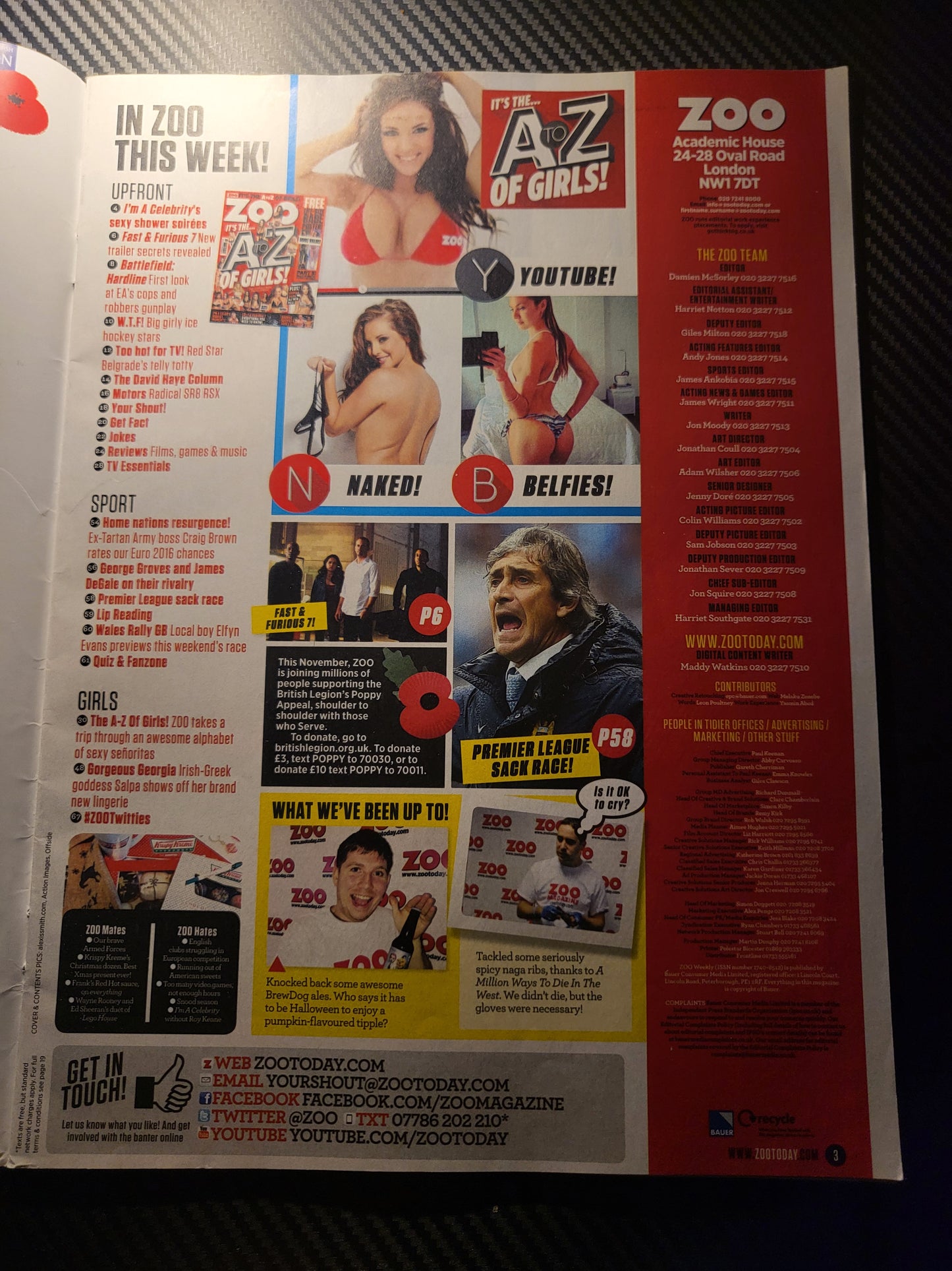 ZOO Magazine 14-20 November 2014 (988)(Rare) Georgia Salpa A to Z of Girls