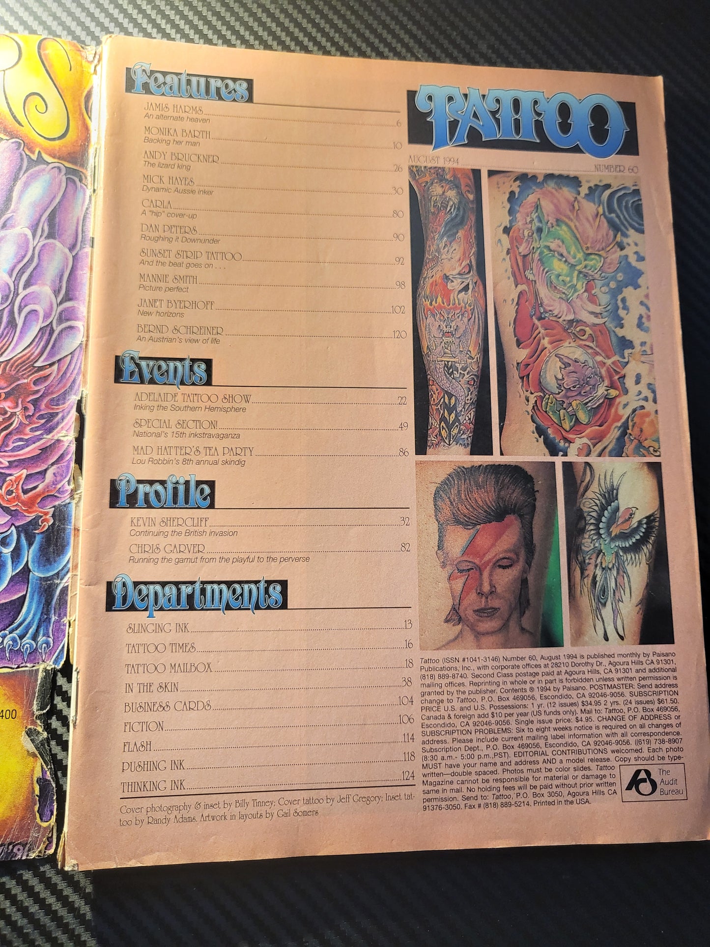 Tattoo Magazine August 1994 (994)(Rare) Kevin Shercliff Chris Carver Monika Barth