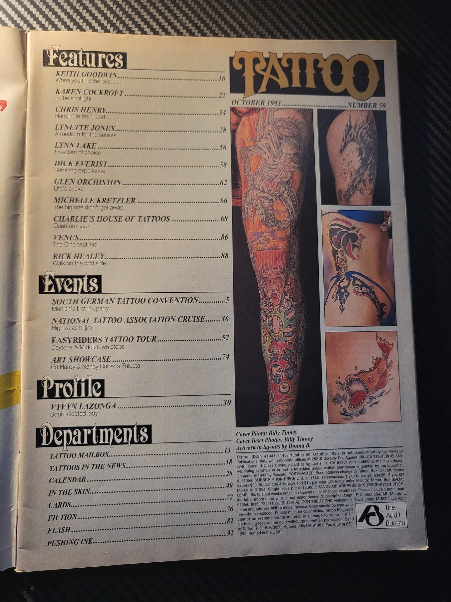 Tattoo Magazine October 1993 (994)(Rare) Vyvyyn Lazonga Karen Cockroft Lynette Jones