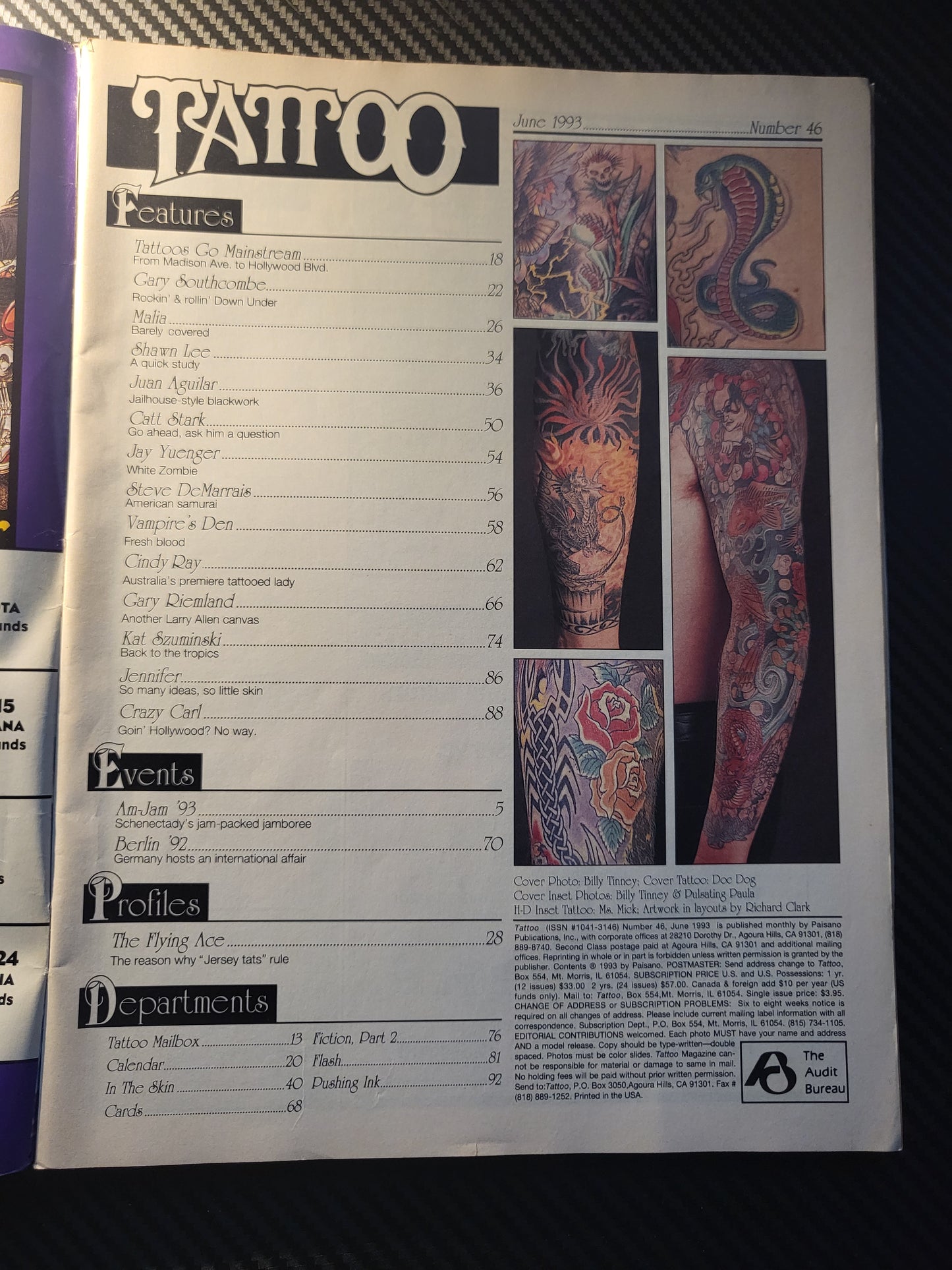 Tattoo Magazine June 1993 (994)(Rare) Gary Southcombe Shawn Lee Catt Stark