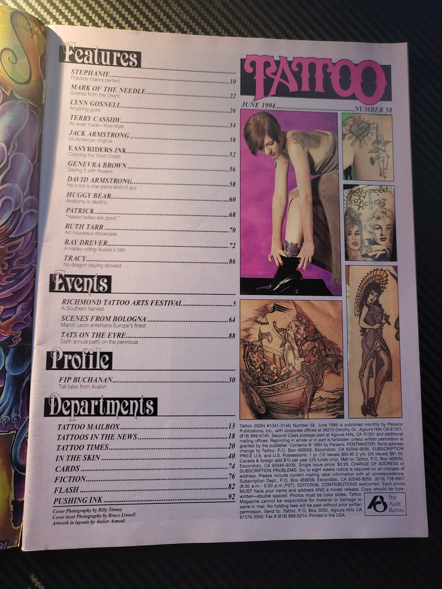Tattoo Magazine June 1994 (995)(Rare) Fib Buchana Lynn Gosnell huggy Bear