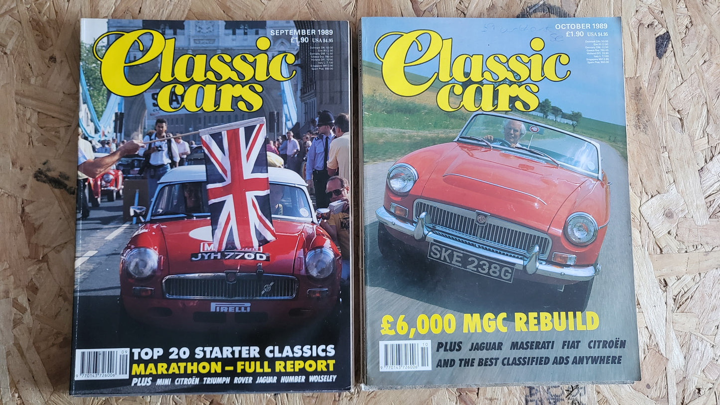 6x Classic Car Magazines July to December 1989 Bundle/Job Lot (0037) Healey 100/6 SP250 TR3A