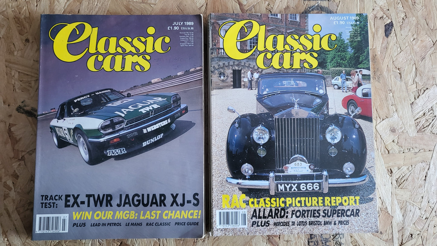 6x Classic Car Magazines July to December 1989 Bundle/Job Lot (0037) Healey 100/6 SP250 TR3A