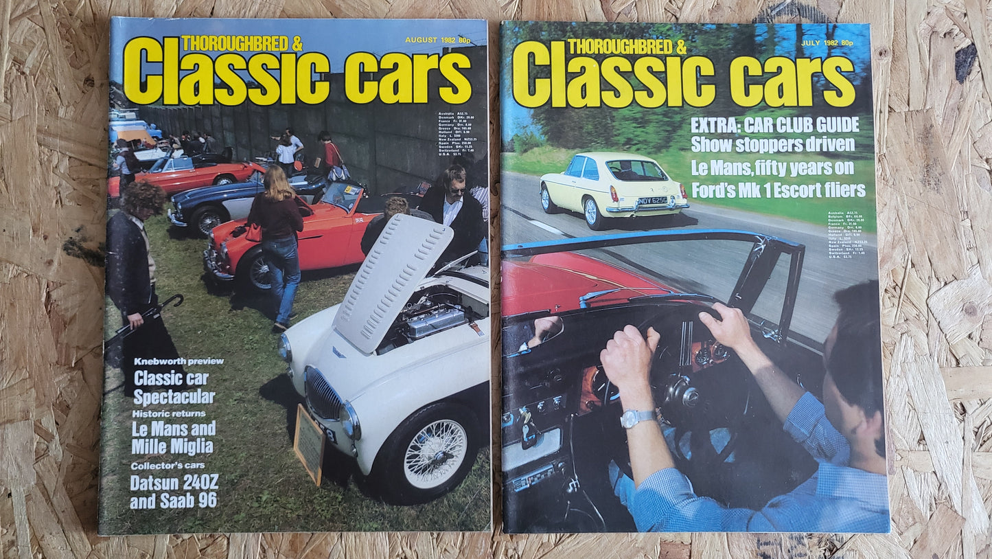 6x Thoroughbred & Classic Car Magazines July to December 1982 Bundle/Job Lot (0040) Datsun 240Z Saab 96 Lotus Elite