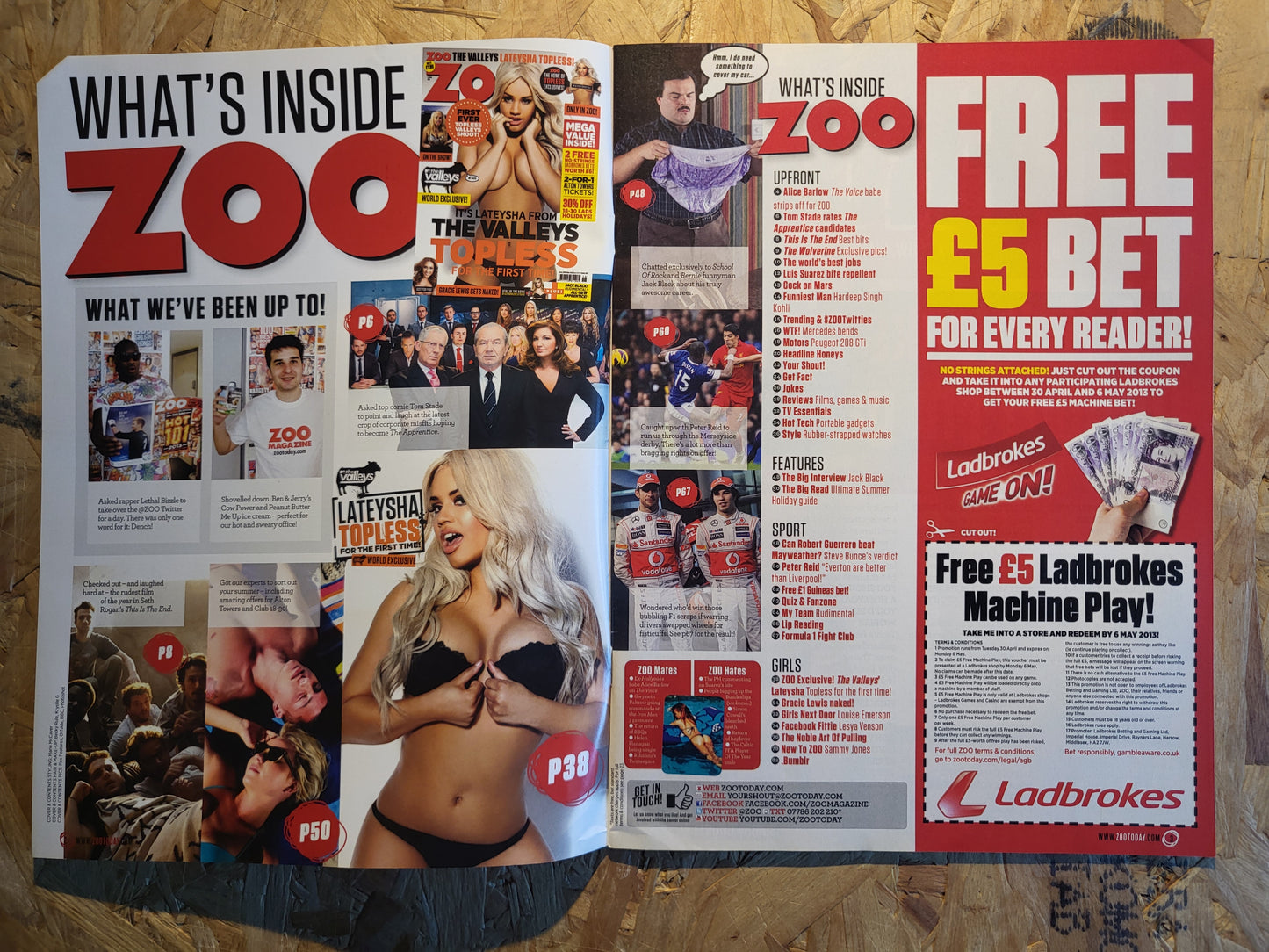 Zoo Magazine 3-9 May 2013 (RARE)(1010) LATEYSHA POSTER Gracie Lewis
