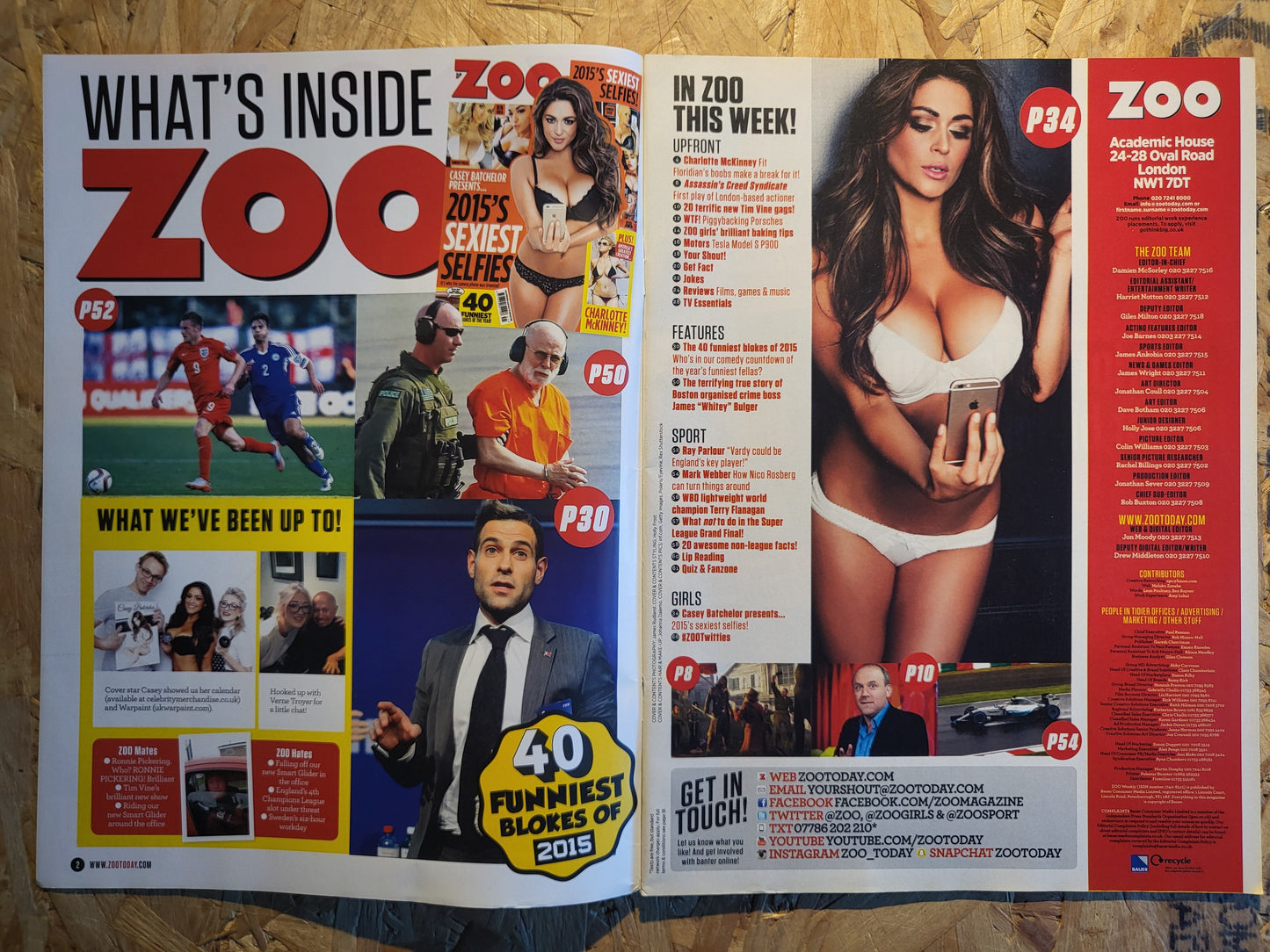 Zoo Magazine 9-15 October 2015 (RARE)(1010) Casey Batchelor Charlotte McKinney