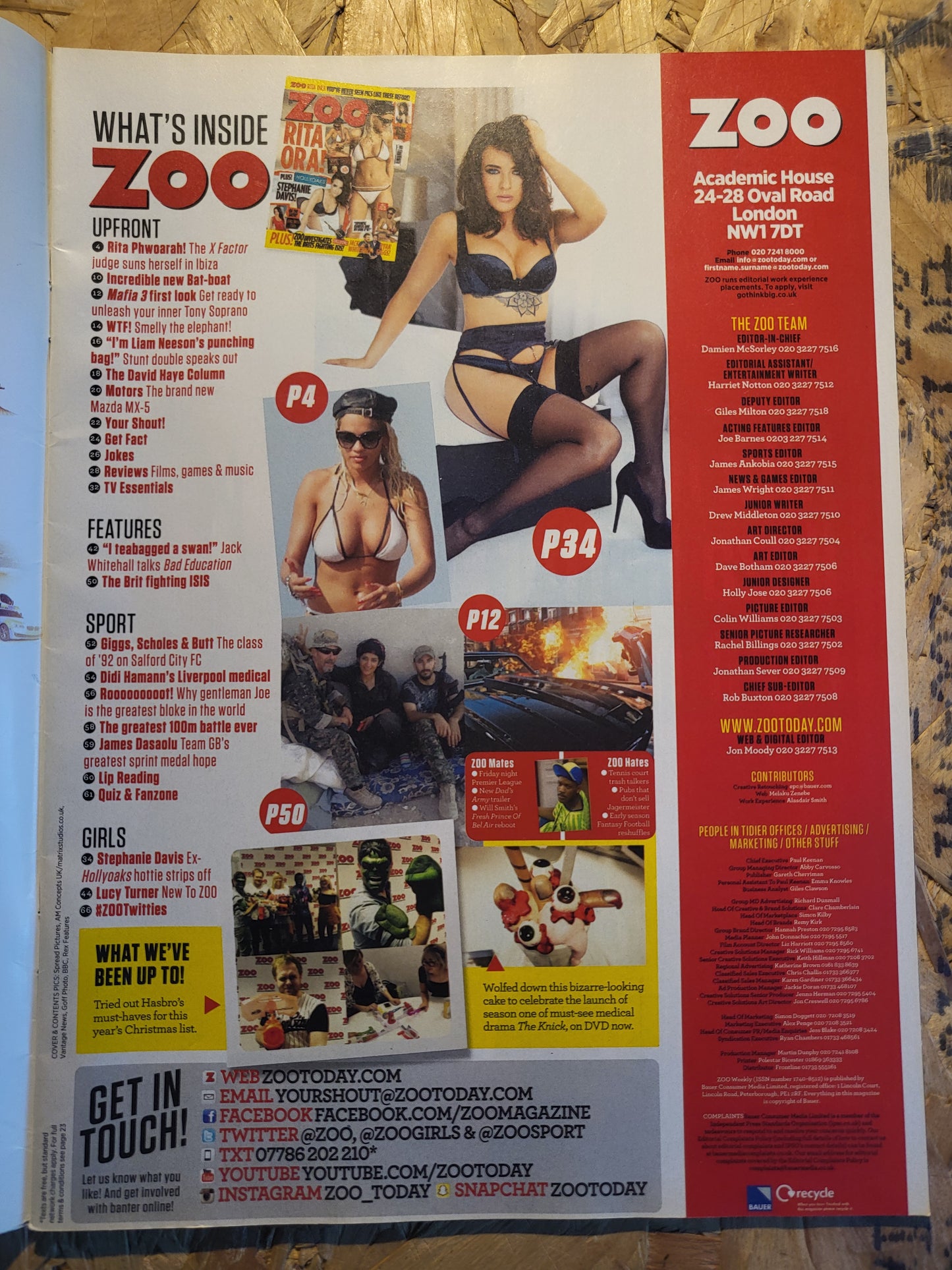 Zoo Magazine 21-27 August 2015 (RARE)(1010) Rita Ora Stephanie Davies Lucy Turner