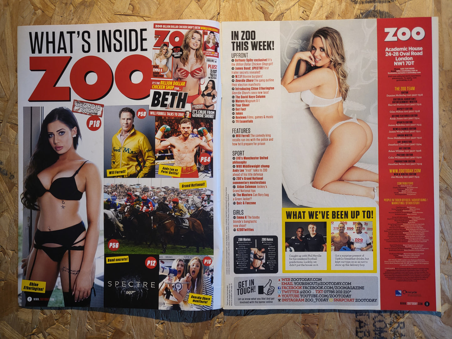 Zoo Magazine 10-16 April 2015 (RARE)(1010) Chole Etherington Bethany Spiby Emma K