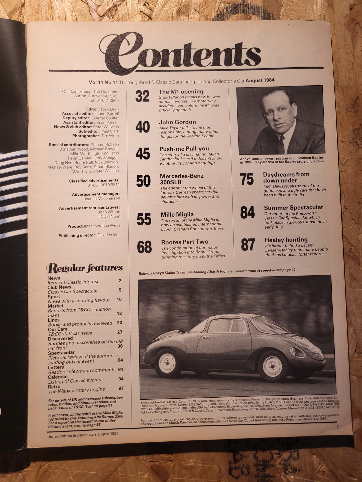 Classic Cars Magazine August 1984 (1013) Alfa 1750 Mercedes 300 SLR