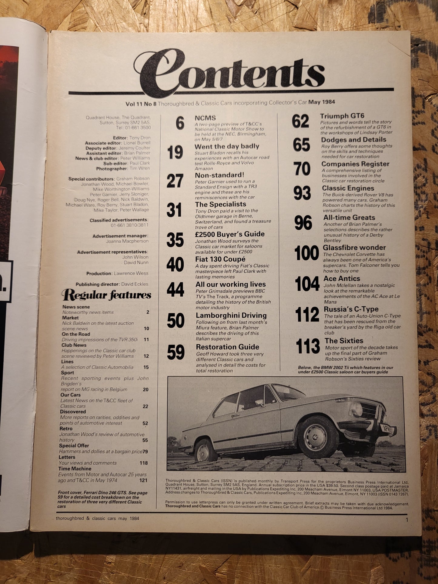 Classic Cars Magazine May 1984 (1014) Fiat 130 Triumph GT6 Corvette BM