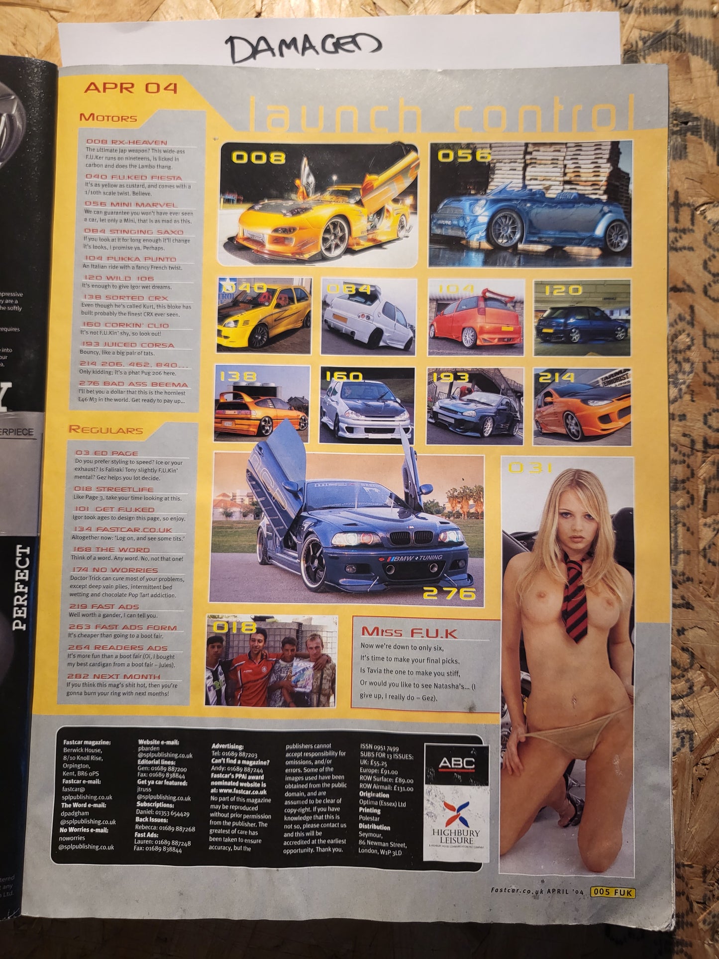 Fast Car Magazine April 2004 DAMAGED (1016) LOUISE GLOVER RX7 SWISS 106 REDDITCH CRUISE