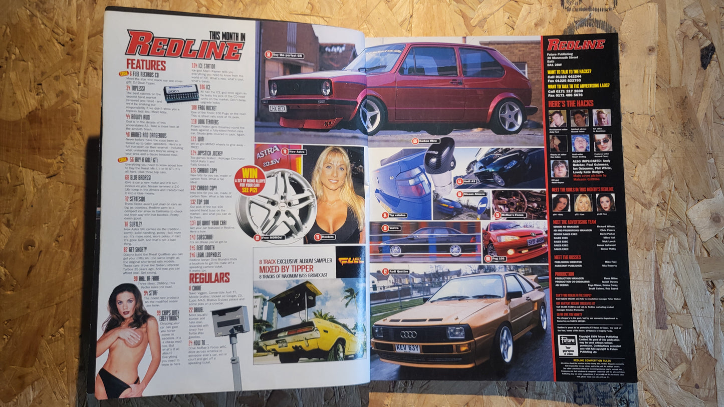 Redline Magazine April 1999 (1018) Golf Gti Vectra Audi Quatro Pug 106 Almera