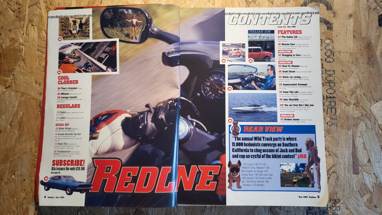 Redline Magazine May 1998 ISSUE ONE RARE (1018) One Renault Spider Suzuki Sheene v. Hunt