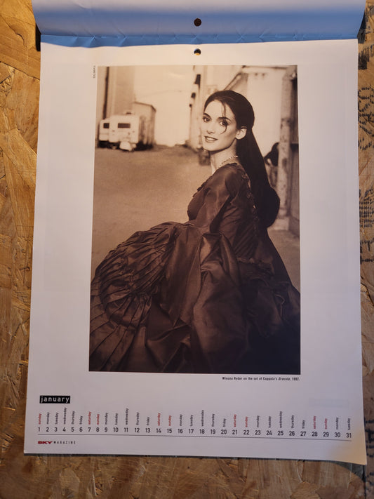 Sky Magazine Calendar 1995 Off-Camera (BB005) Winona Ryder Brigitte Bardot Keanu Reeves
