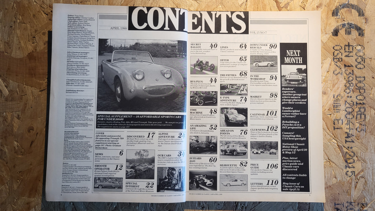 Classic Cars Magazine April 1988 (1019) Austin-Healey 1006/6 Triumph TR6