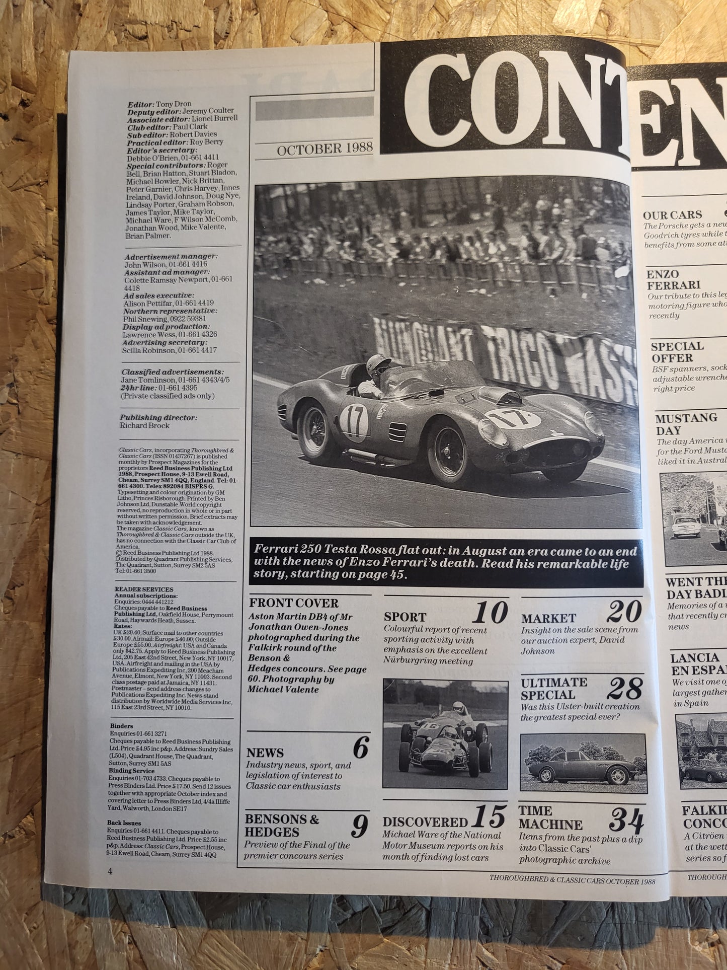 Classic Cars Magazine October 1988 (1019) Lotus Cortina Enzo Ferrari Lancia En Espana