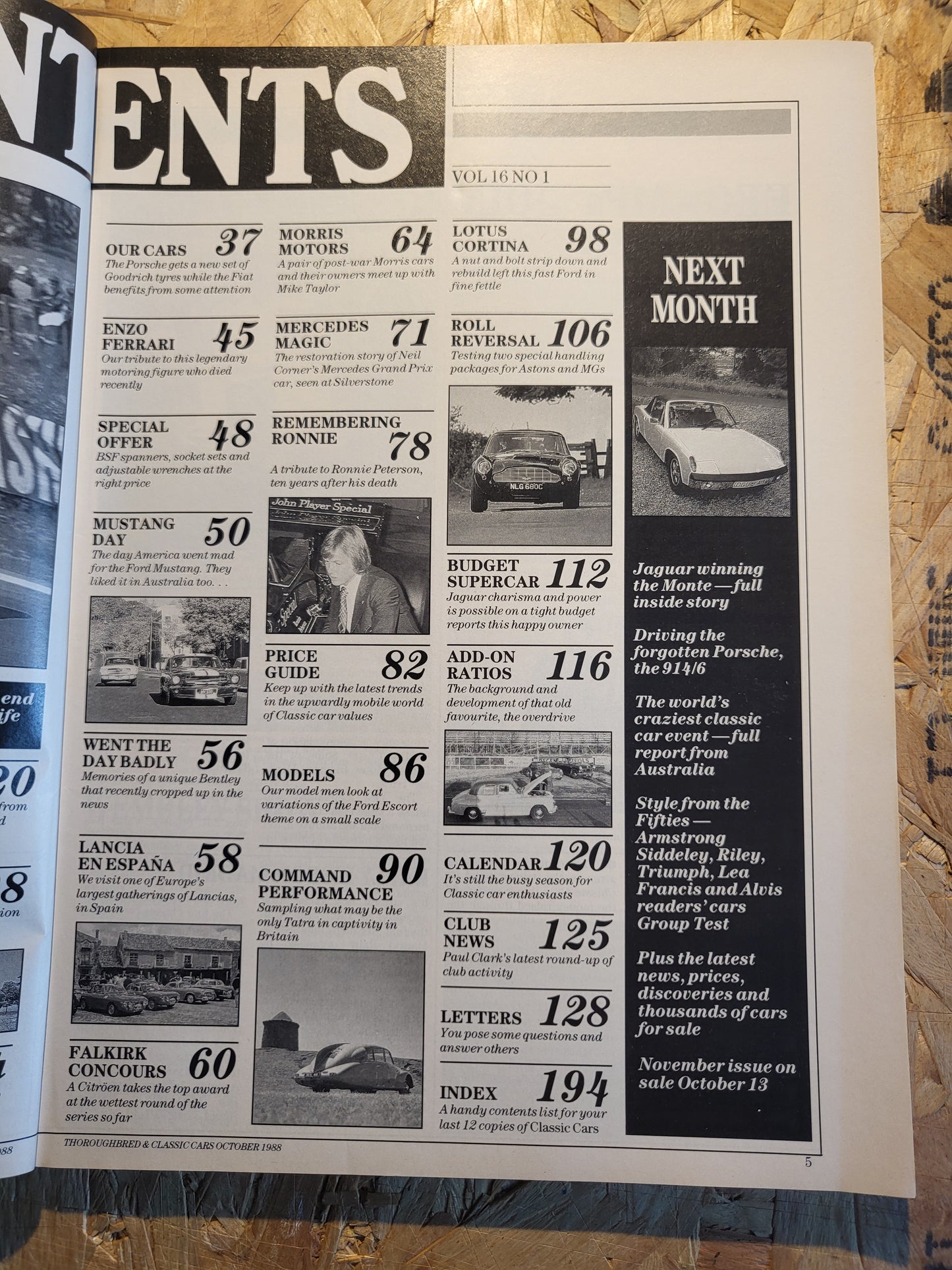 Classic Cars Magazine October 1988 (1019) Lotus Cortina Enzo Ferrari Lancia En Espana