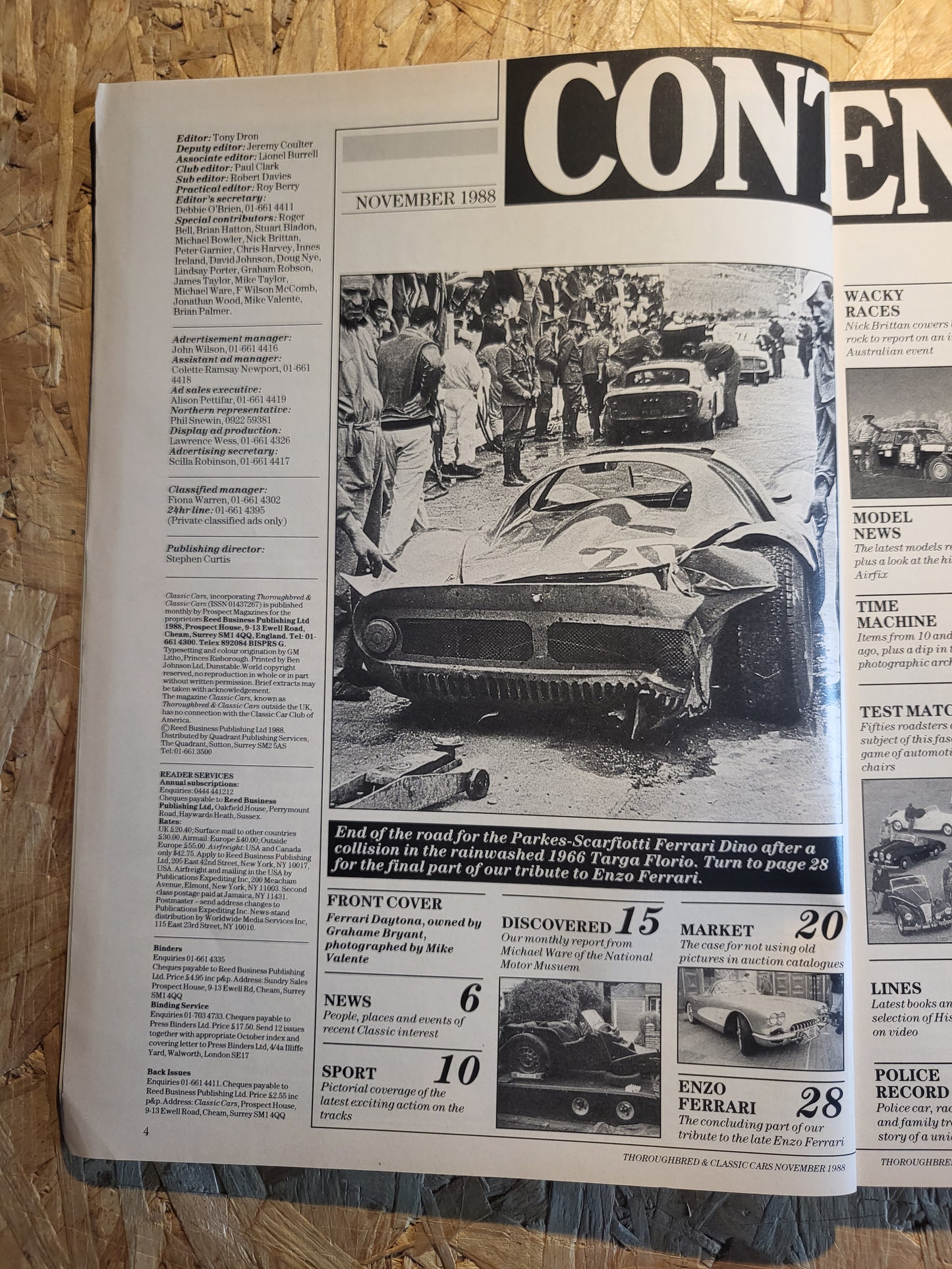 Classic Cars Magazine November 1988 (1019) Enzo Ferrari Jaguar Ford
