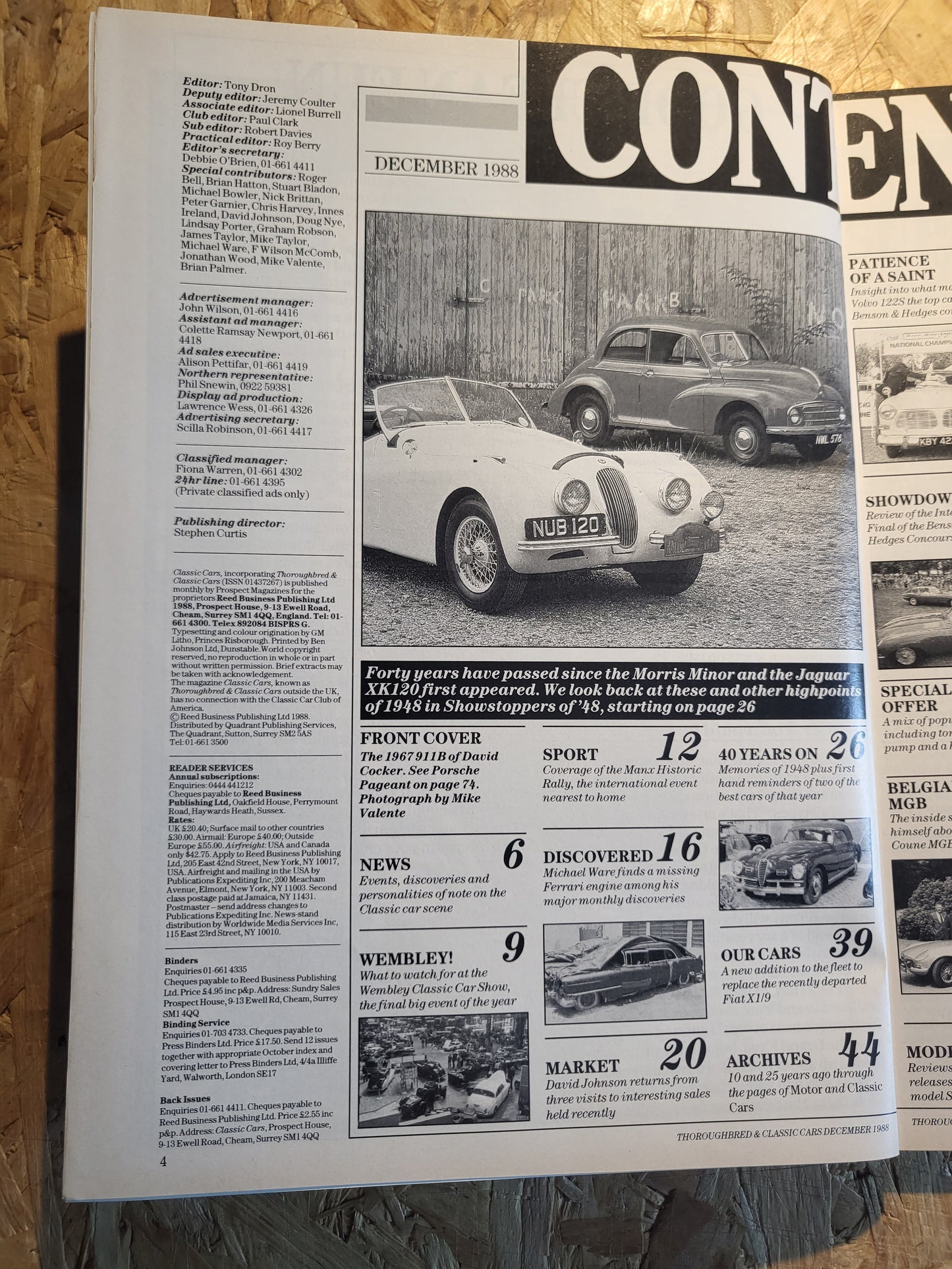 Classic Cars Magazine December 1988 (1019) Porsche 911 MGB-GT