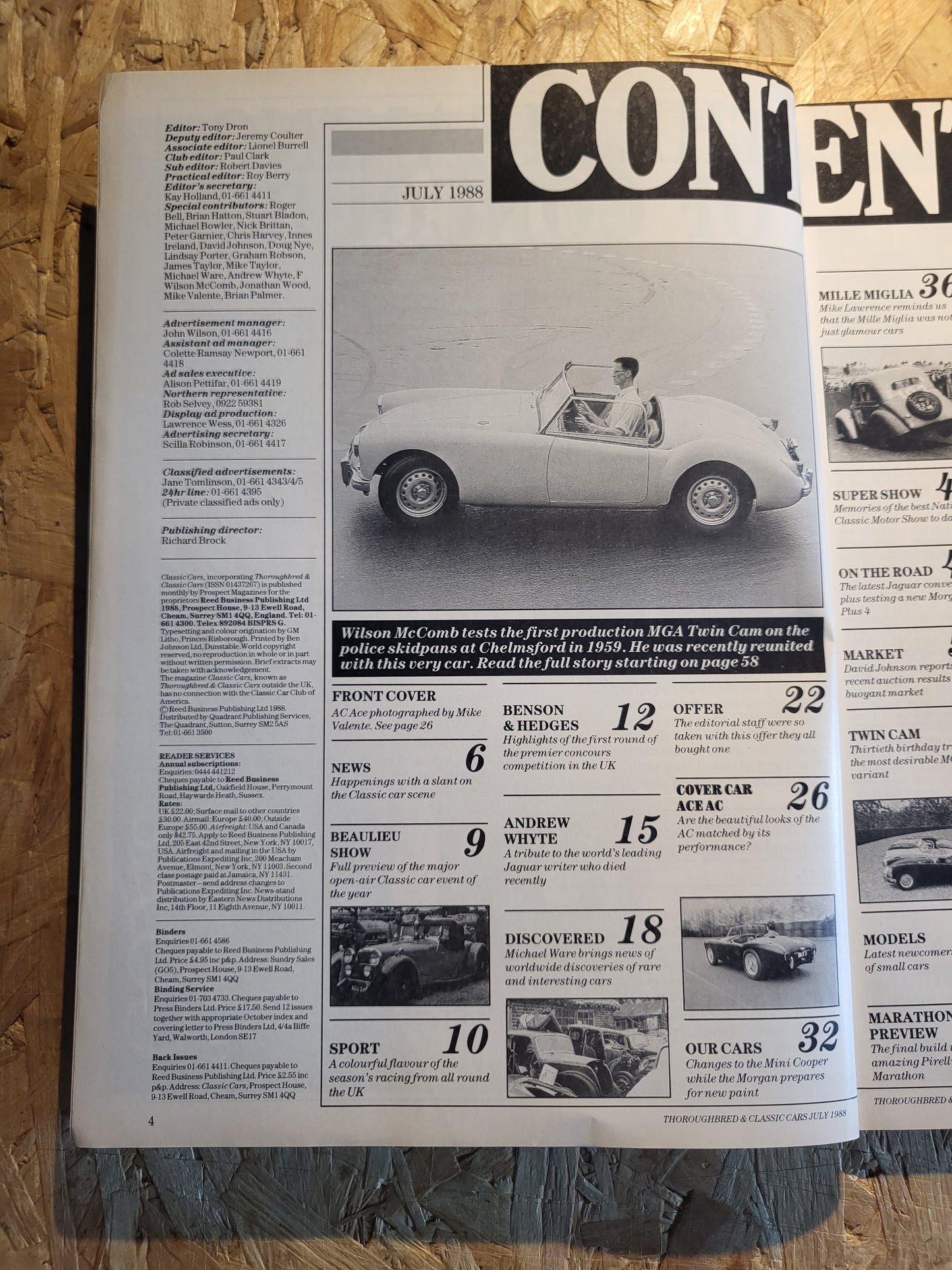 Classic Cars Magazine July 1988 (1019) AC Ace MGA Twin Cam Mini Cooper