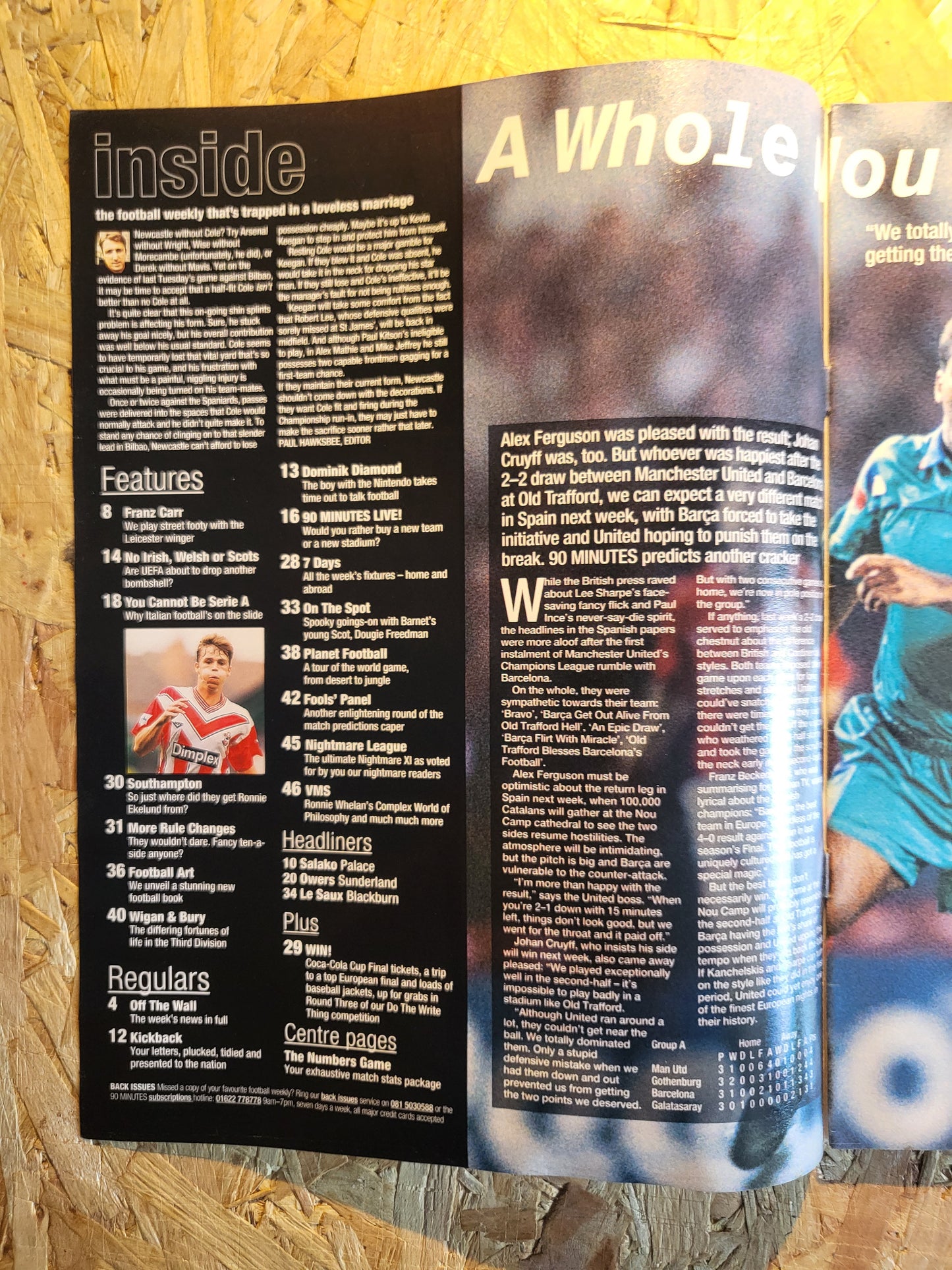 90 Minute Magazine 29 October 1994 #229 (1030)(RARE) Ronnie Ekelund Frank Carr Salako Palace