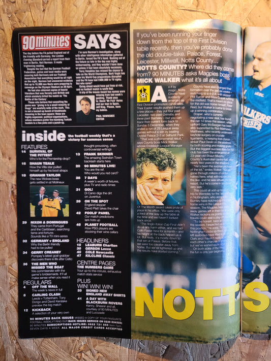 90 Minute Magazine 16 April 1994 #201 (1030)(RARE) Shaun Teale Graham Taylor Gerry Creaney